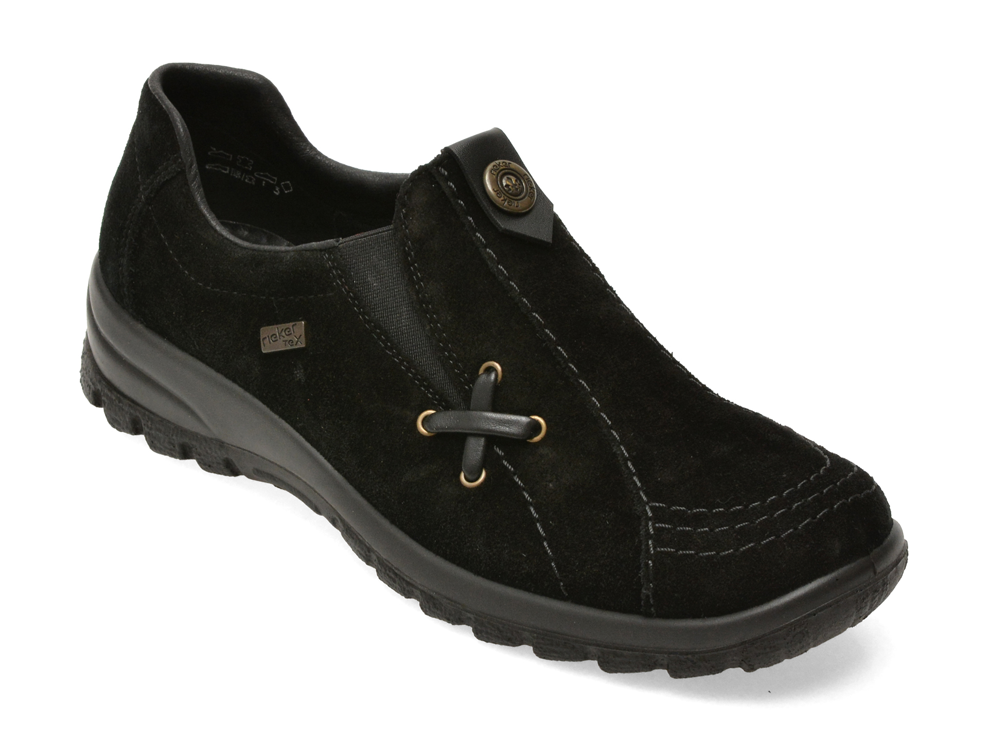 Pantofi negri, L7171, din piele întoarsă – Rieker Pantofi negri, L7171, din piele întoarsă – Rieker