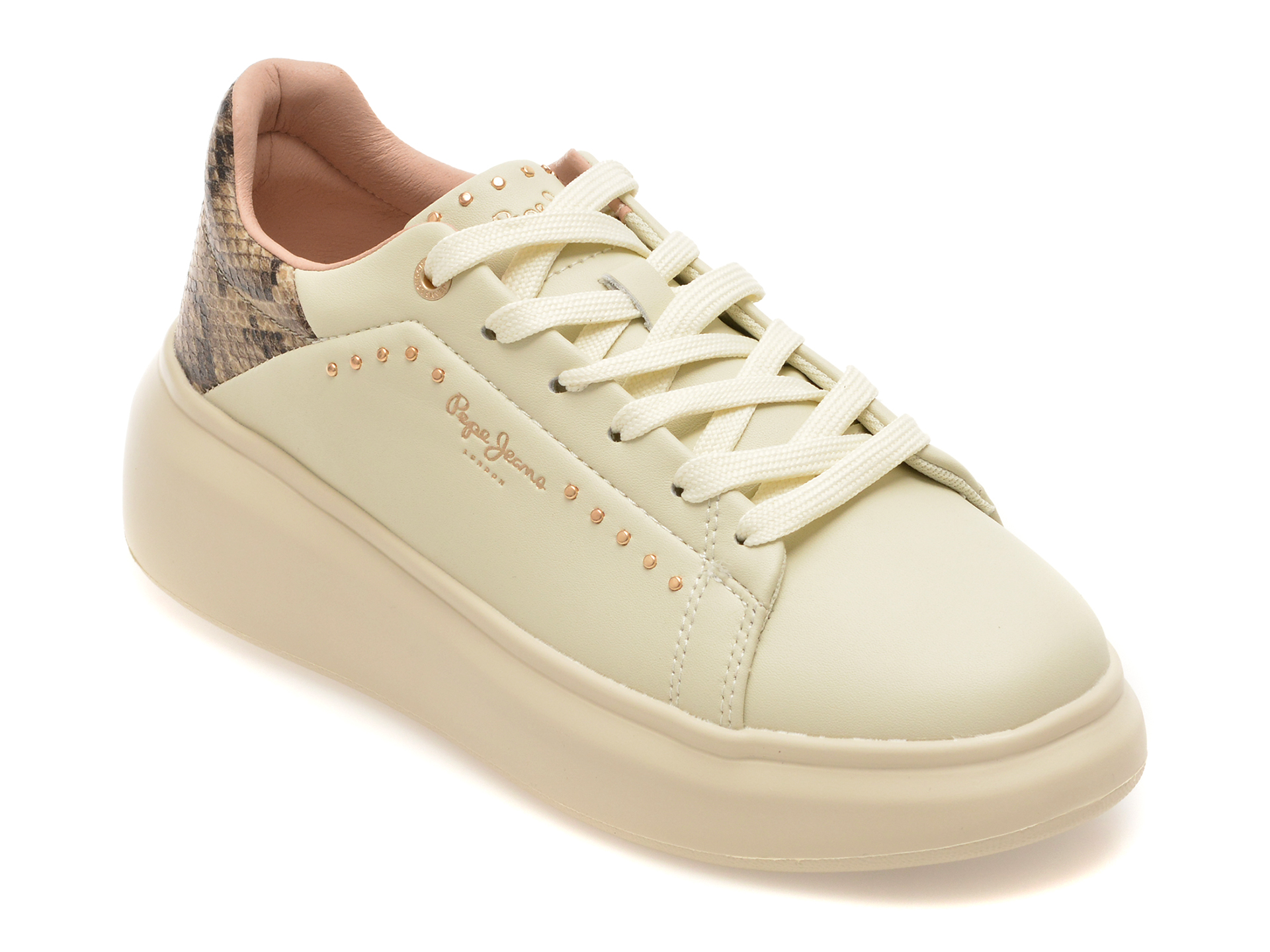 Pantofi sport crem, LS00022, din piele naturală – Pepe Jeans Pantofi sport crem, LS00022, din piele naturală – Pepe Jeans