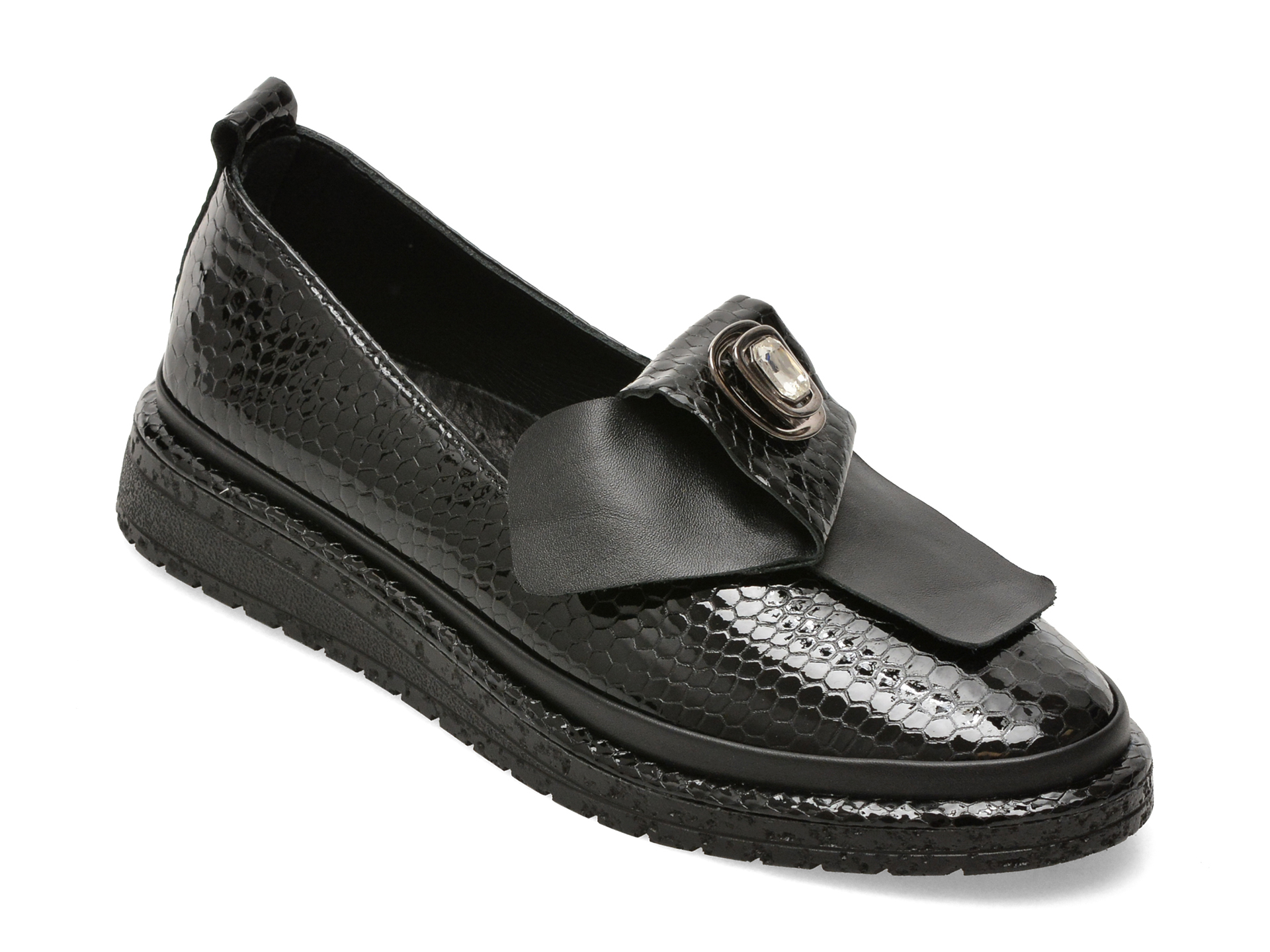Pantofi negri, 252170Z, din piele naturală lacuită – Image Pantofi negri, 252170Z, din piele naturală lacuită – Image