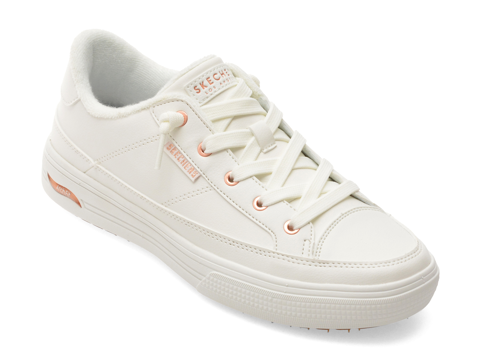Pantofi sport ARCH FIT ARCADE, albi, din piele ecologică – Skechers Pantofi sport ARCH FIT ARCADE, albi, din piele ecologică – Skechers
