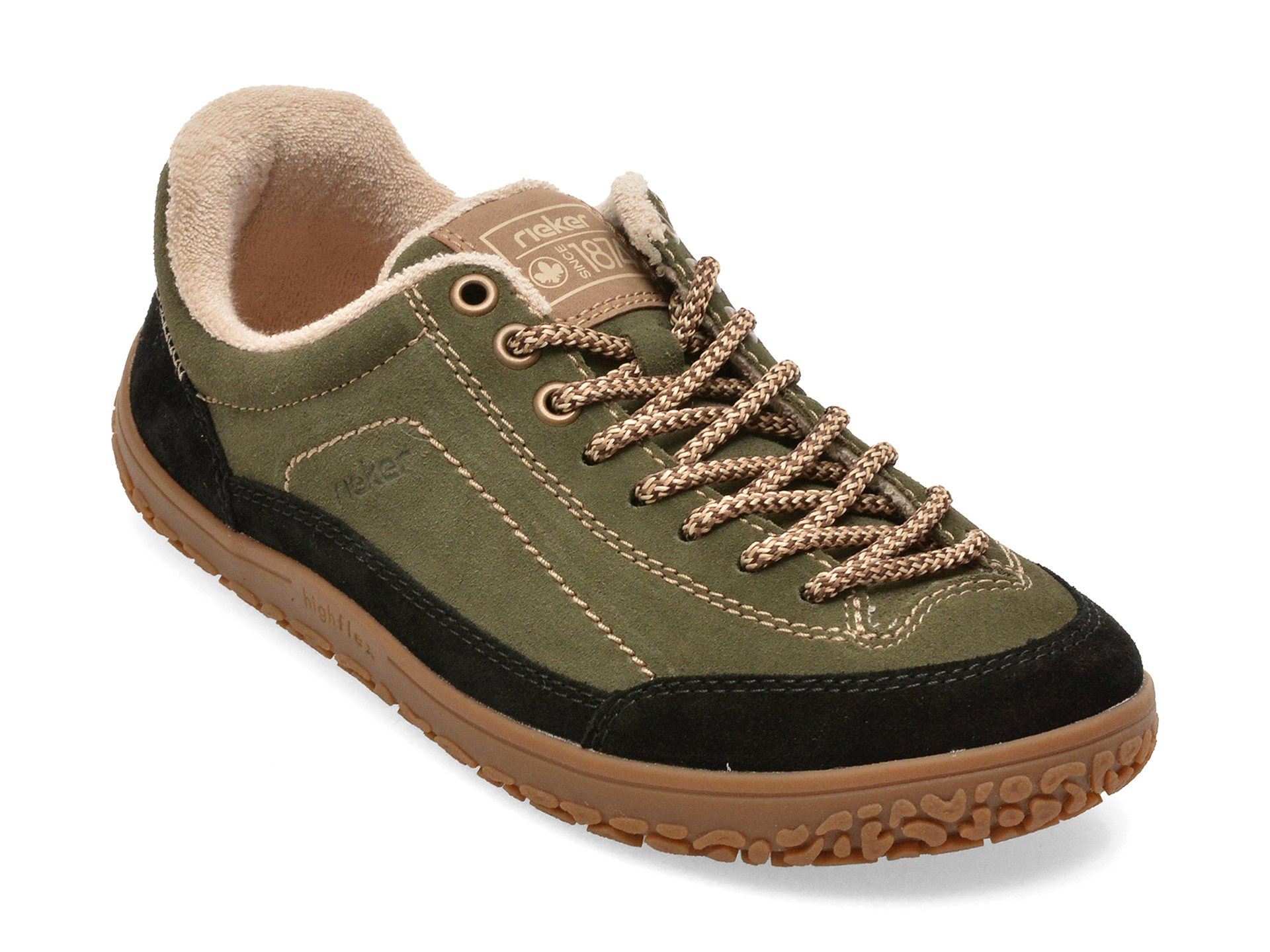 Pantofi sport kaki, 52303 din piele întoarsă – Rieker Pantofi sport kaki, 52303 din piele întoarsă – Rieker