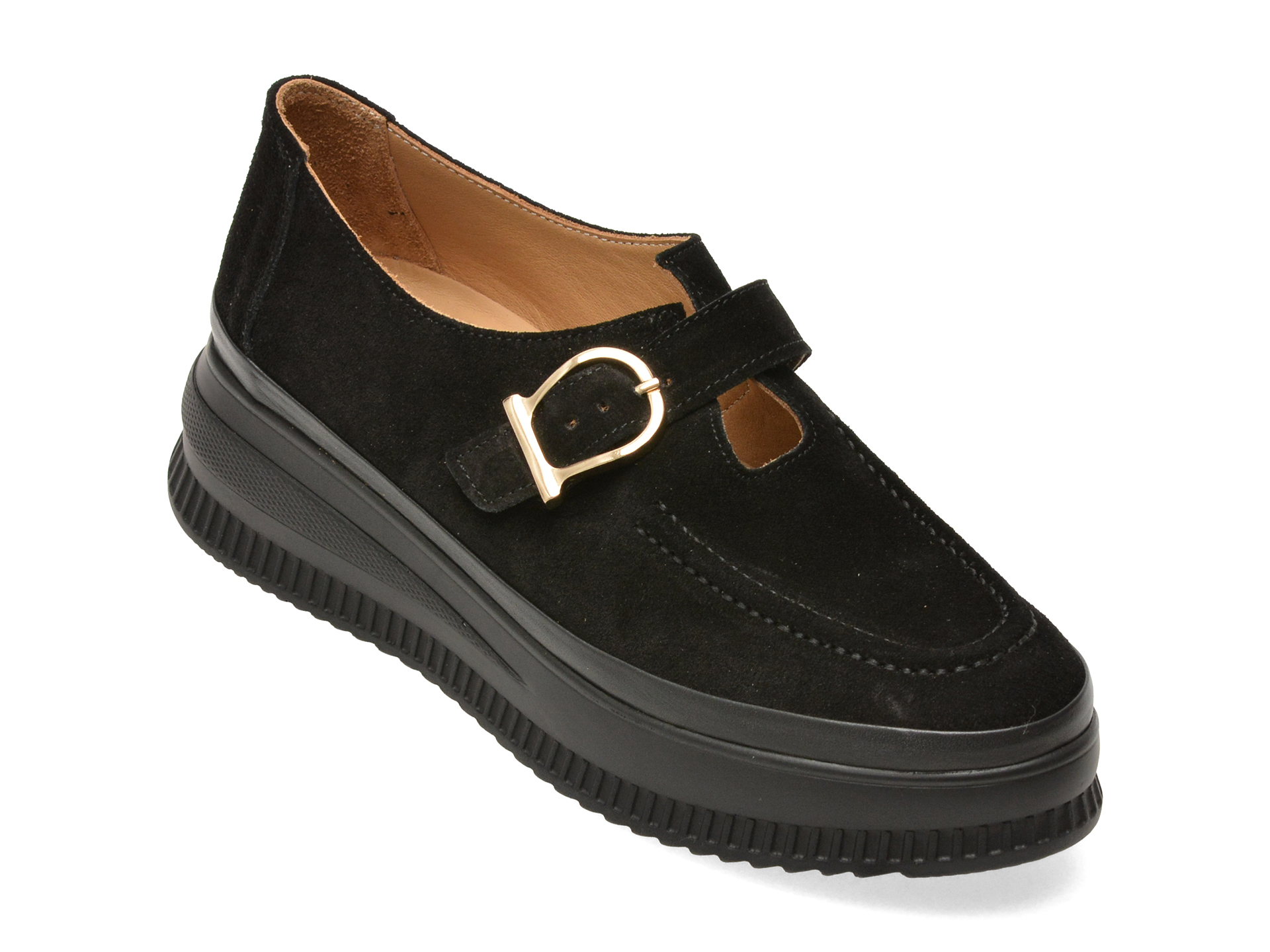 Pantofi casual negri, 381147, din piele întoarsă – Image Pantofi casual negri, 381147, din piele întoarsă – Image