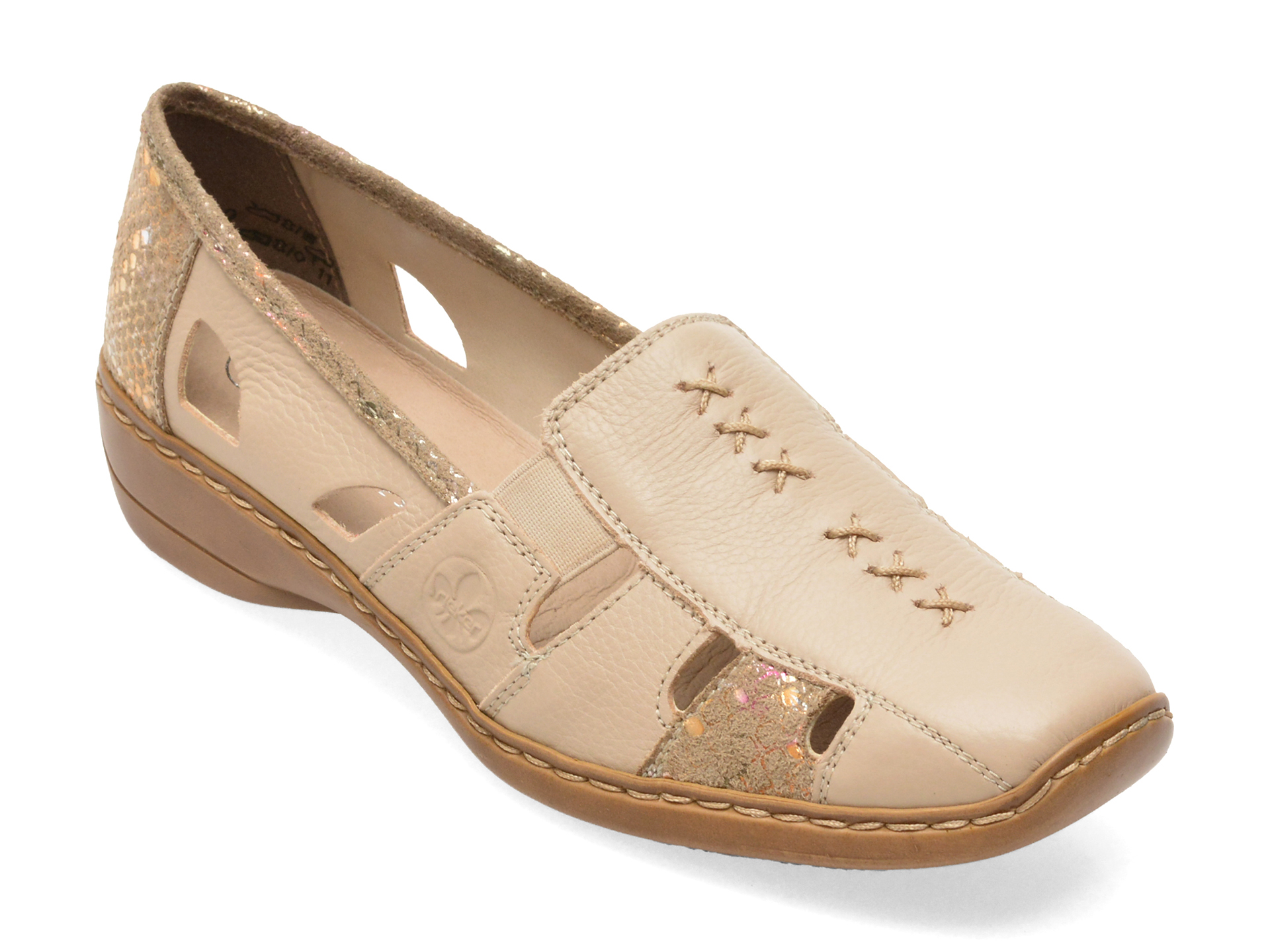 Pantofi casual bej, 41385, din piele naturală – Rieker Pantofi casual bej, 41385, din piele naturală – Rieker