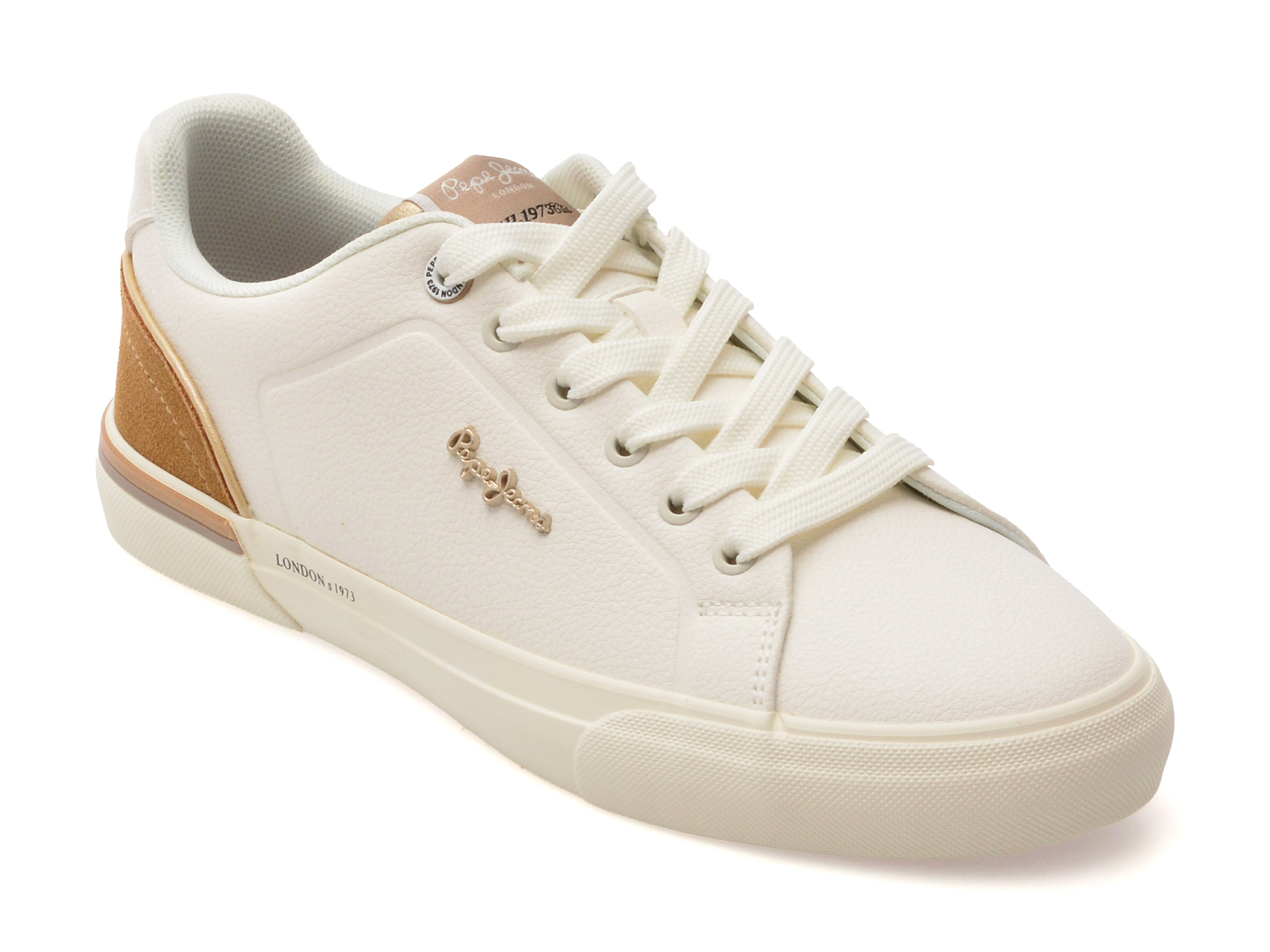 Pantofi sport albi, LS30009, din piele ecologică – Pepe Jeans Pantofi sport albi, LS30009, din piele ecologică – Pepe Jeans