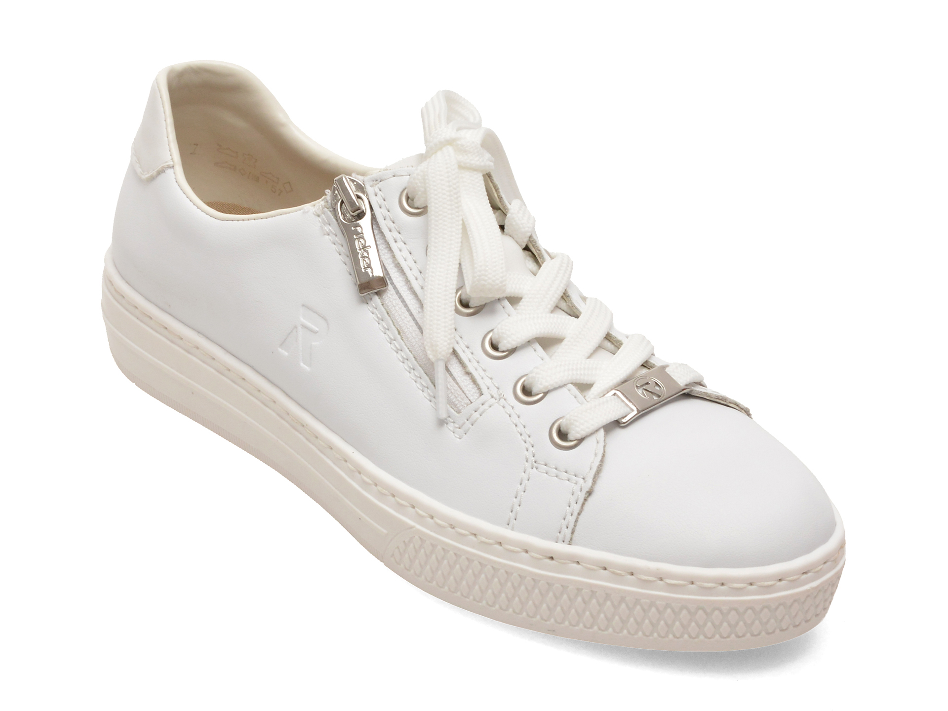 Pantofi sport albi, L59L1 din piele naturală – Rieker Pantofi sport albi, L59L1 din piele naturală – Rieker