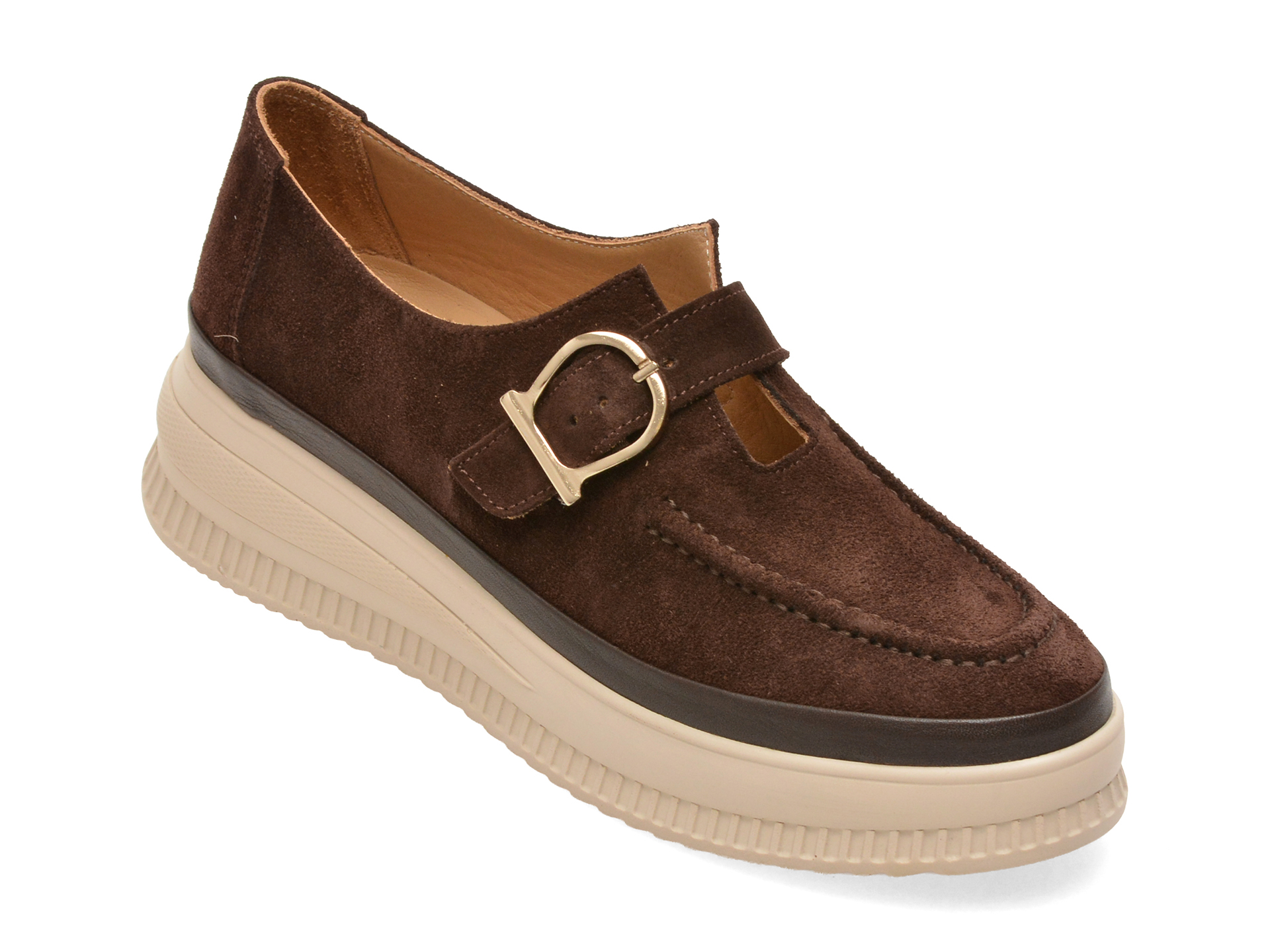 Pantofi casual maro din piele intoarsa – Image Pantofi casual maro din piele intoarsa – Image