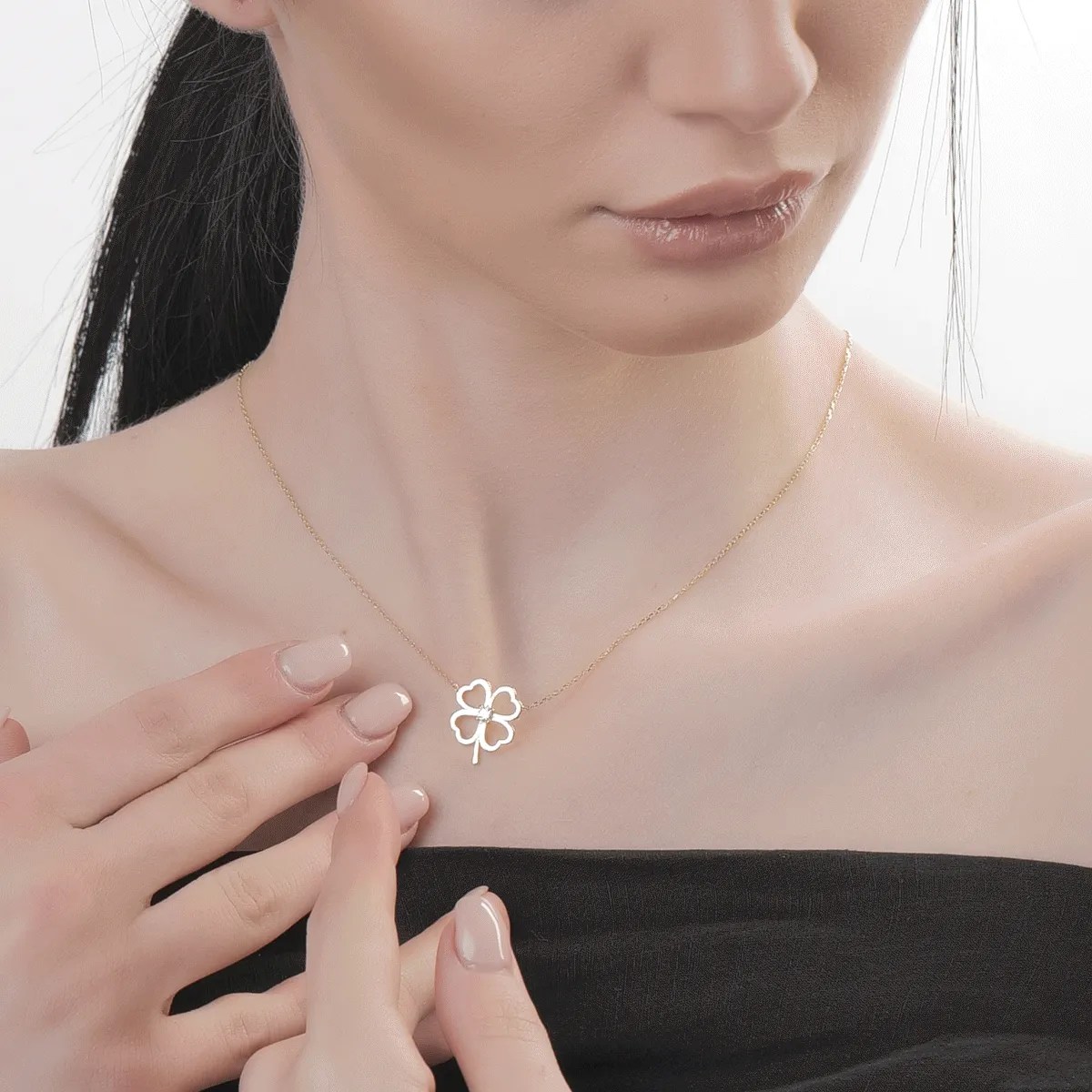 Lanț pandantiv trifoi aur galben Lanț pandantiv trifoi aur galben