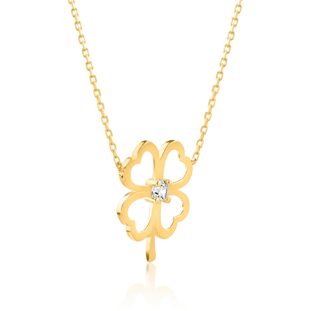 Lanț pandantiv trifoi aur galben Lanț pandantiv trifoi aur galben