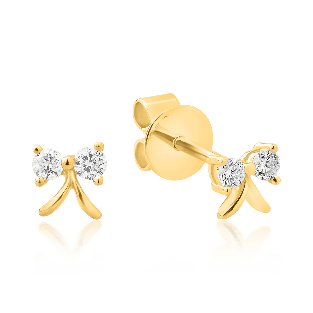 Cercei fundiță din aur galben cu diamante de 0.118ct Cercei fundiță din aur galben cu diamante de 0.118ct