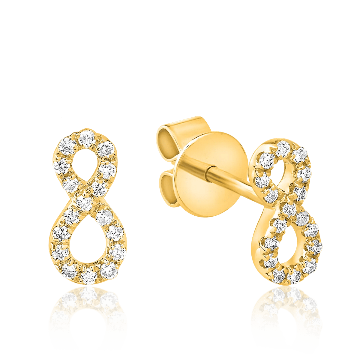 Cercei infinit din aur galben cu diamante de 0.126ct Cercei infinit din aur galben cu diamante de 0.126ct