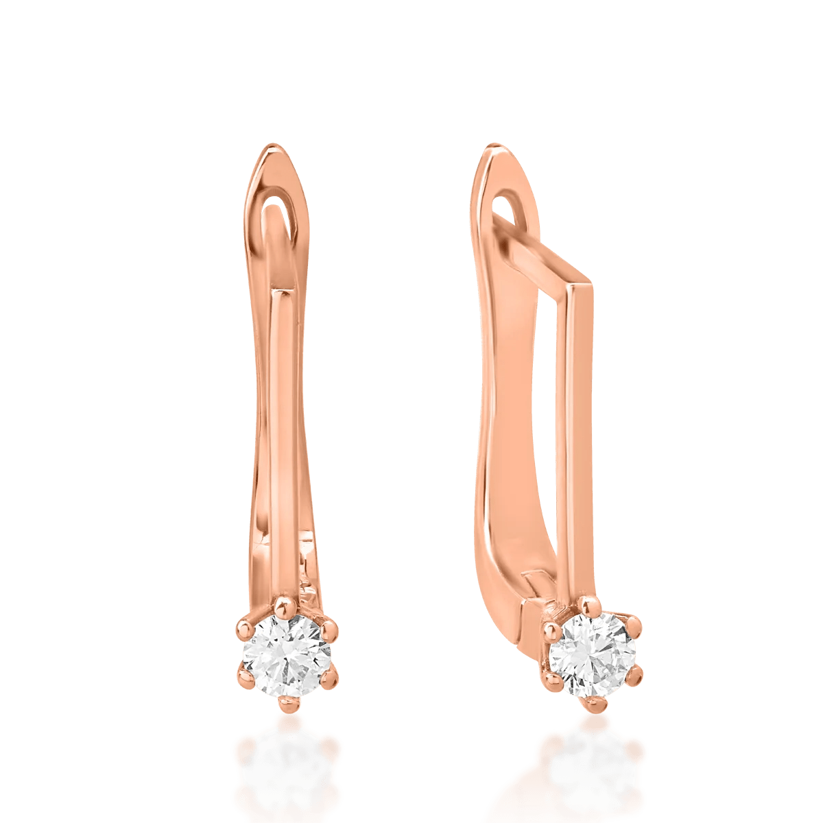 Cercei din aur roz cu diamante de 0.15ct Cercei din aur roz cu diamante de 0.15ct