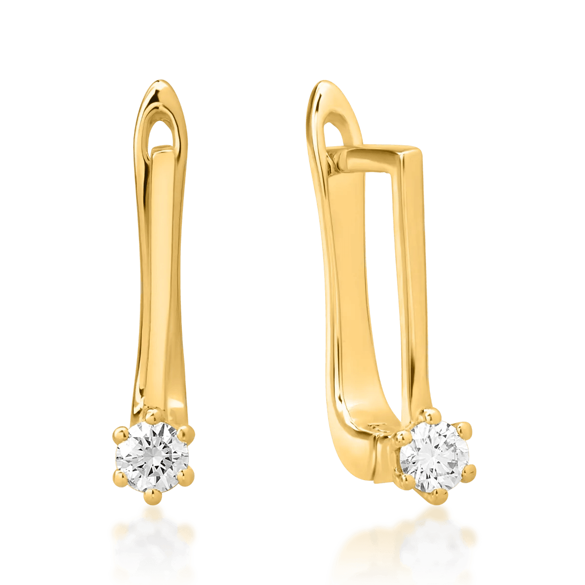 Cercei din aur galben cu diamante de 0.15ct Cercei din aur galben cu diamante de 0.15ct