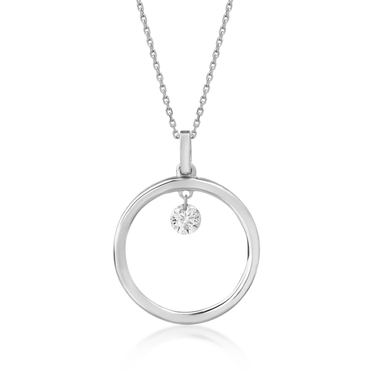 Lănțișor din aur alb cu pandantiv, diamante 0.11ct Lănțișor din aur alb cu pandantiv, diamante 0.11ct