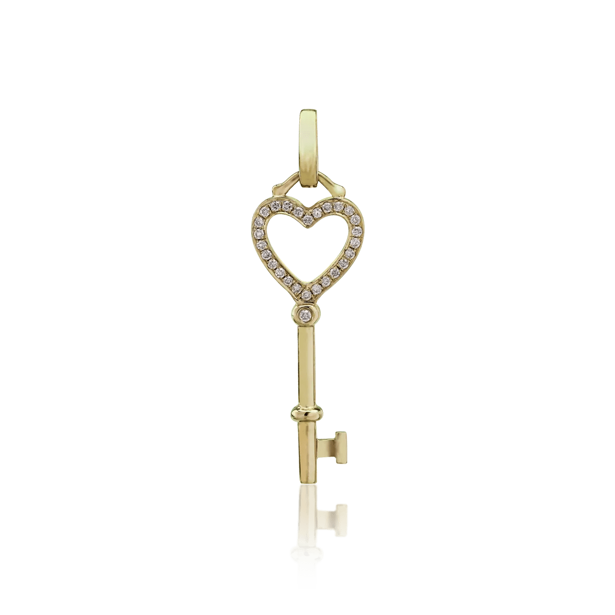 Pandantiv cheie din aur galben cu diamante de 0.08ct Pandantiv cheie din aur galben cu diamante de 0.08ct