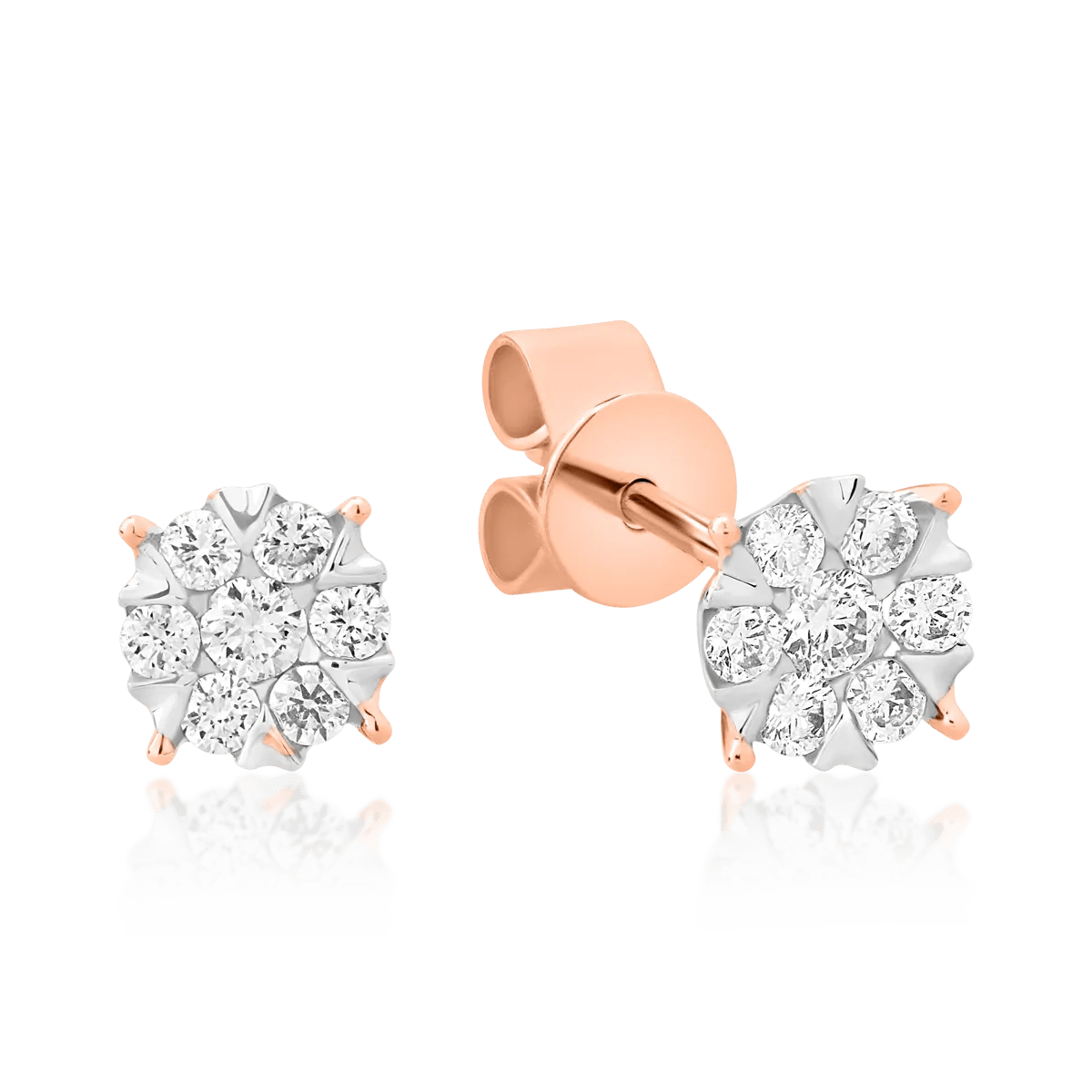 Cercei din aur alb-roz cu diamante de 0.2ct Cercei din aur alb-roz cu diamante de 0.2ct
