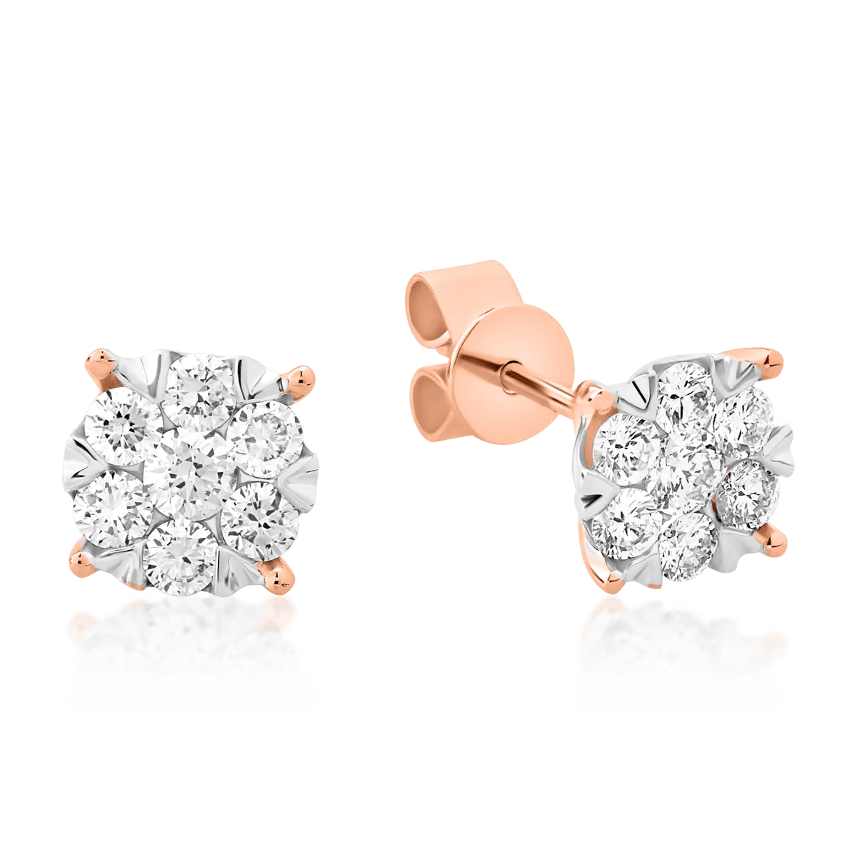 Cercei din aur alb-roz cu diamante de 0.5ct Cercei din aur alb-roz cu diamante de 0.5ct