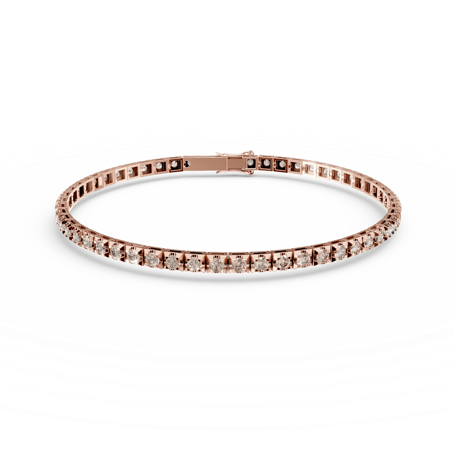 Brățară tenis din aur roz cu diamante maro de 3.2ct Brățară tenis din aur roz cu diamante maro de 3.2ct