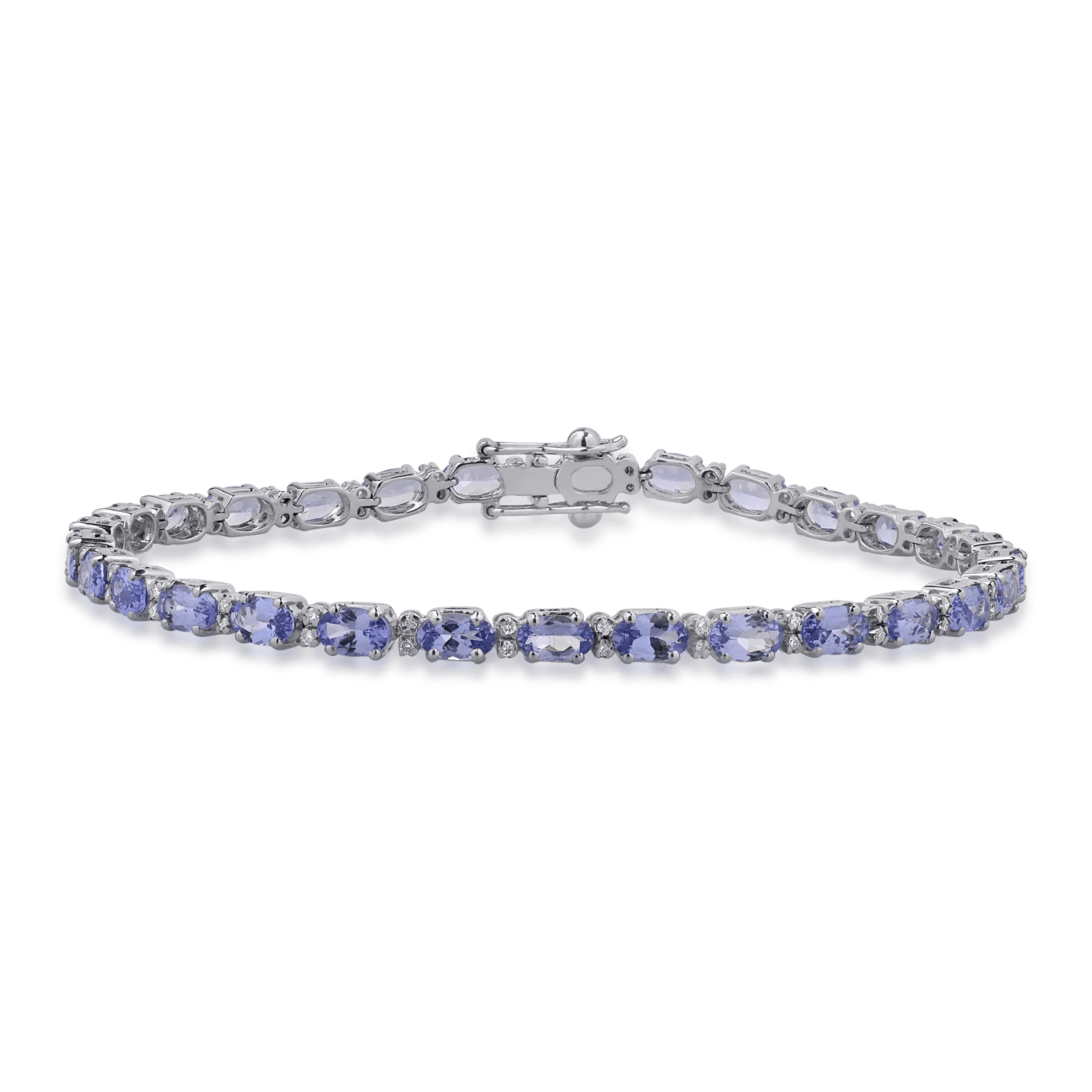 Brățară tennis din aur alb cu tanzanite ovale de 6.79ct și diamante de 0.29ct Brățară tennis din aur alb cu tanzanite ovale de 6.79ct și diamante de 0.29ct