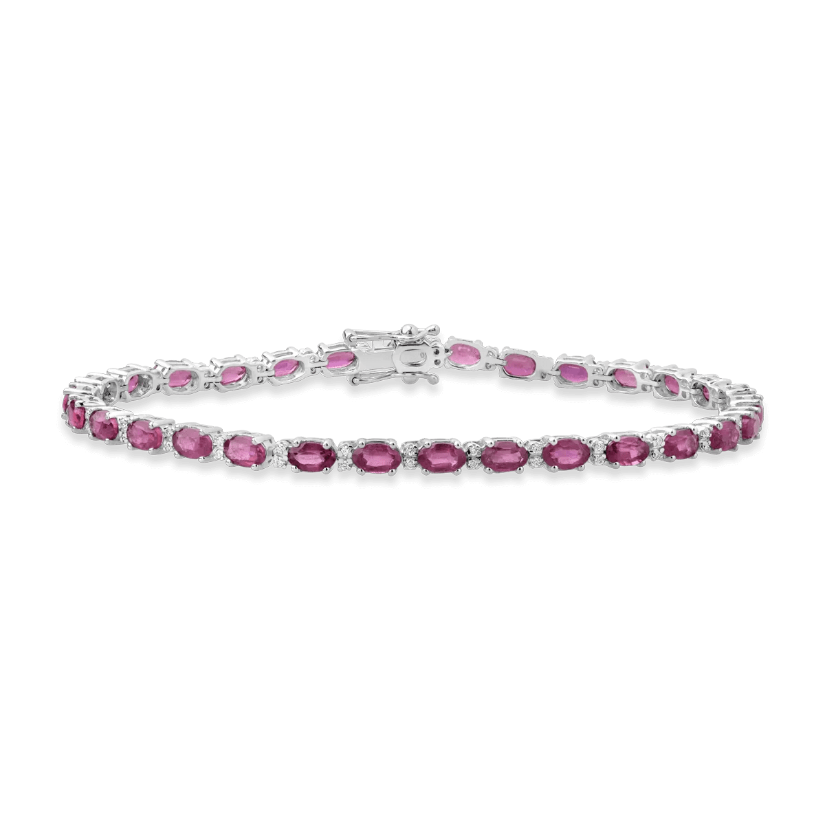 Brățară tennis din aur alb cu rubine de 9.6ct și diamante de 0.2ct Brățară tennis din aur alb cu rubine de 9.6ct și diamante de 0.2ct