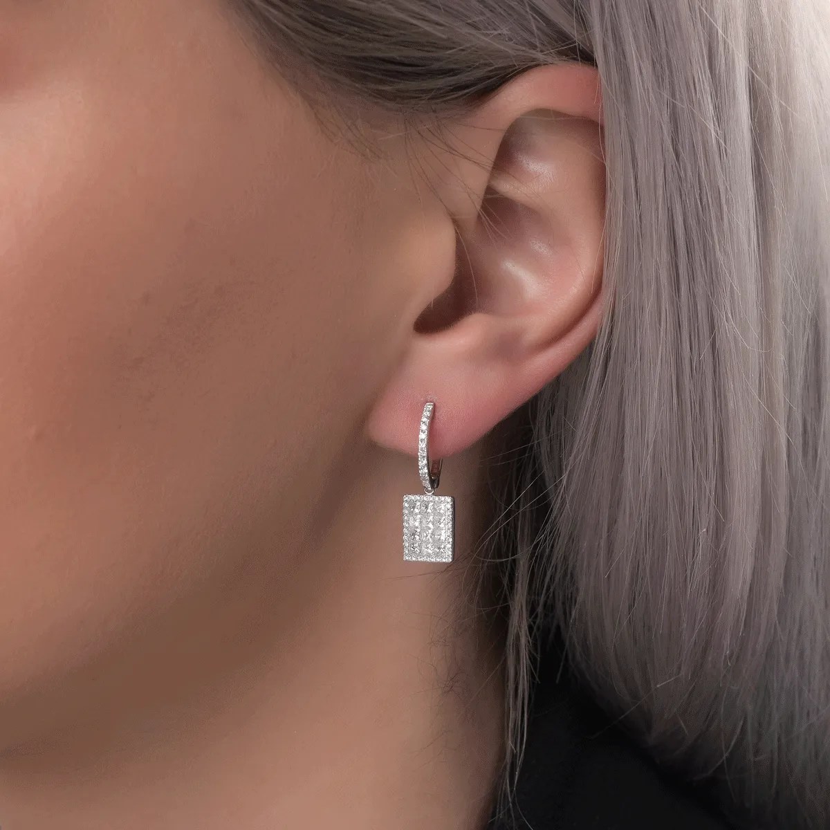 Cercei aur alb cu diamante 1.32ct Cercei aur alb cu diamante 1.32ct