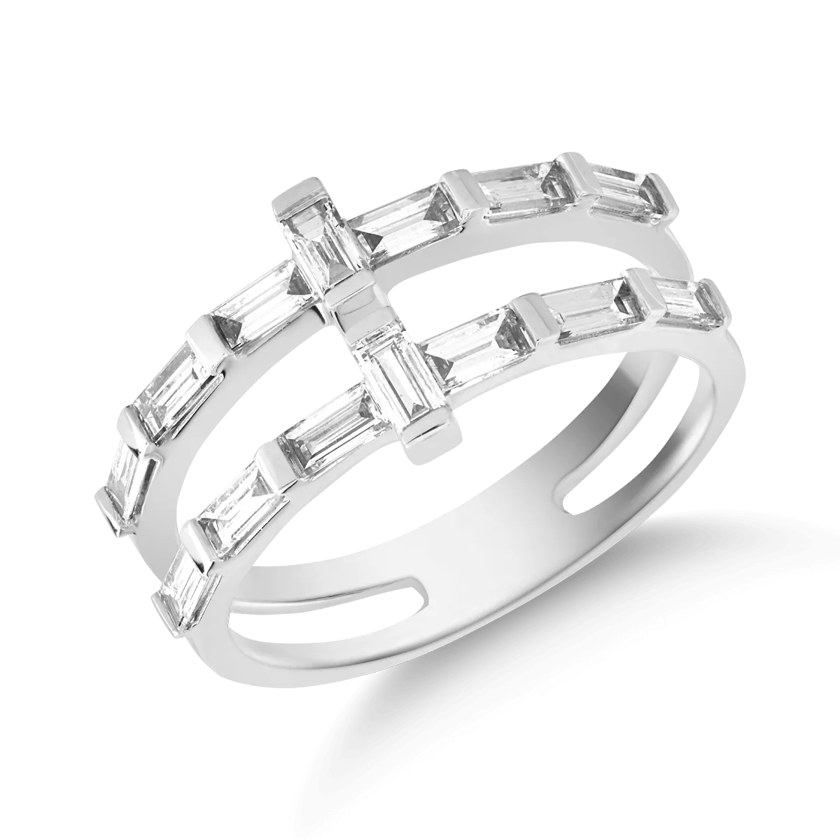 Inel din aur alb cu diamante baguette de 0.7ct Inel din aur alb cu diamante baguette de 0.7ct