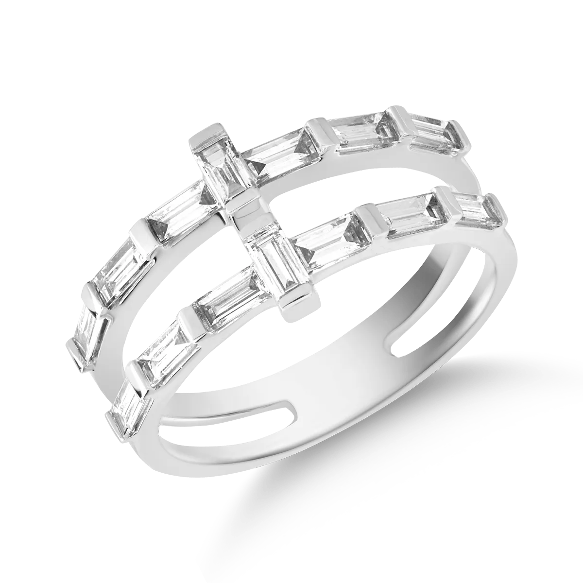 Inel din aur alb cu diamant baguette de 0.8ct Inel din aur alb cu diamant baguette de 0.8ct