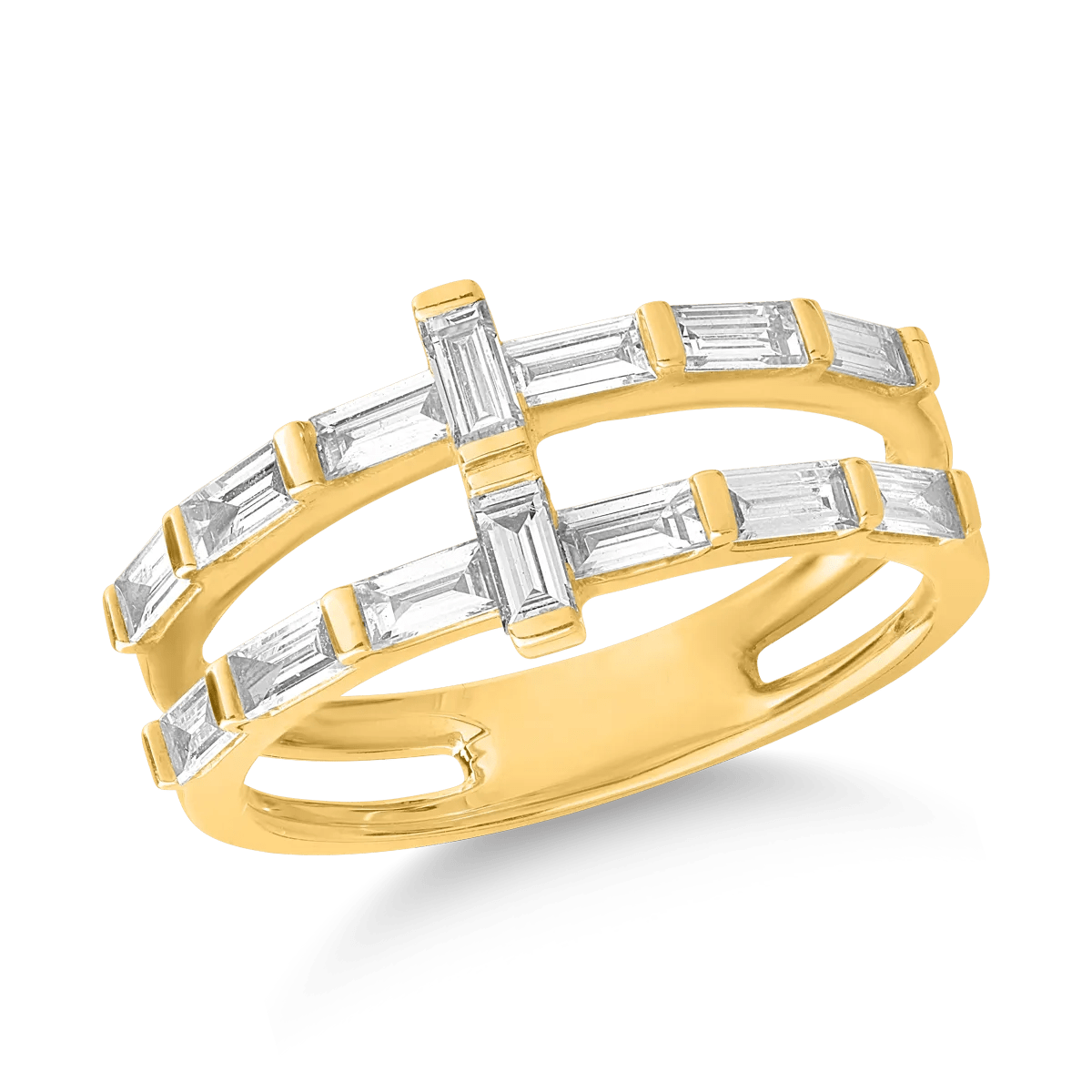 Inel din aur galben cu diamante baguette de 0.8ct Inel din aur galben cu diamante baguette de 0.8ct