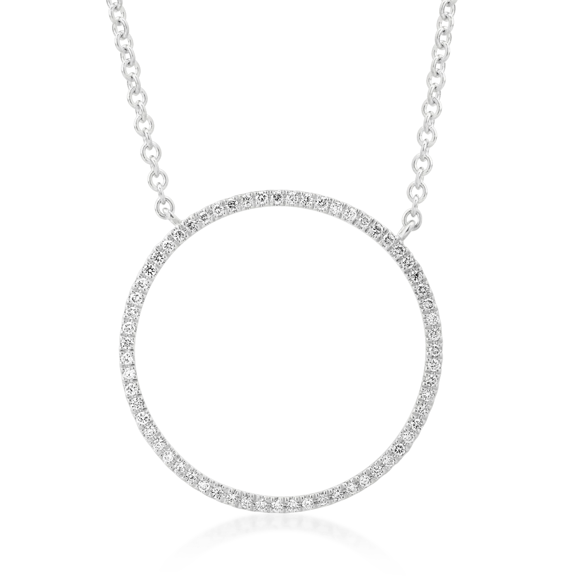 Lănțisor cu pandantiv din aur alb cu diamante de 0.14ct Lănțisor cu pandantiv din aur alb cu diamante de 0.14ct