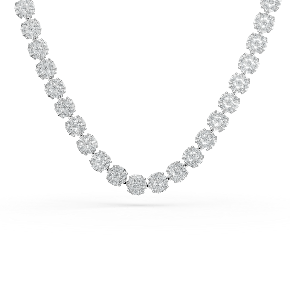 Colier tennis din aur alb cu diamante de 3ct Colier tennis din aur alb cu diamante de 3ct