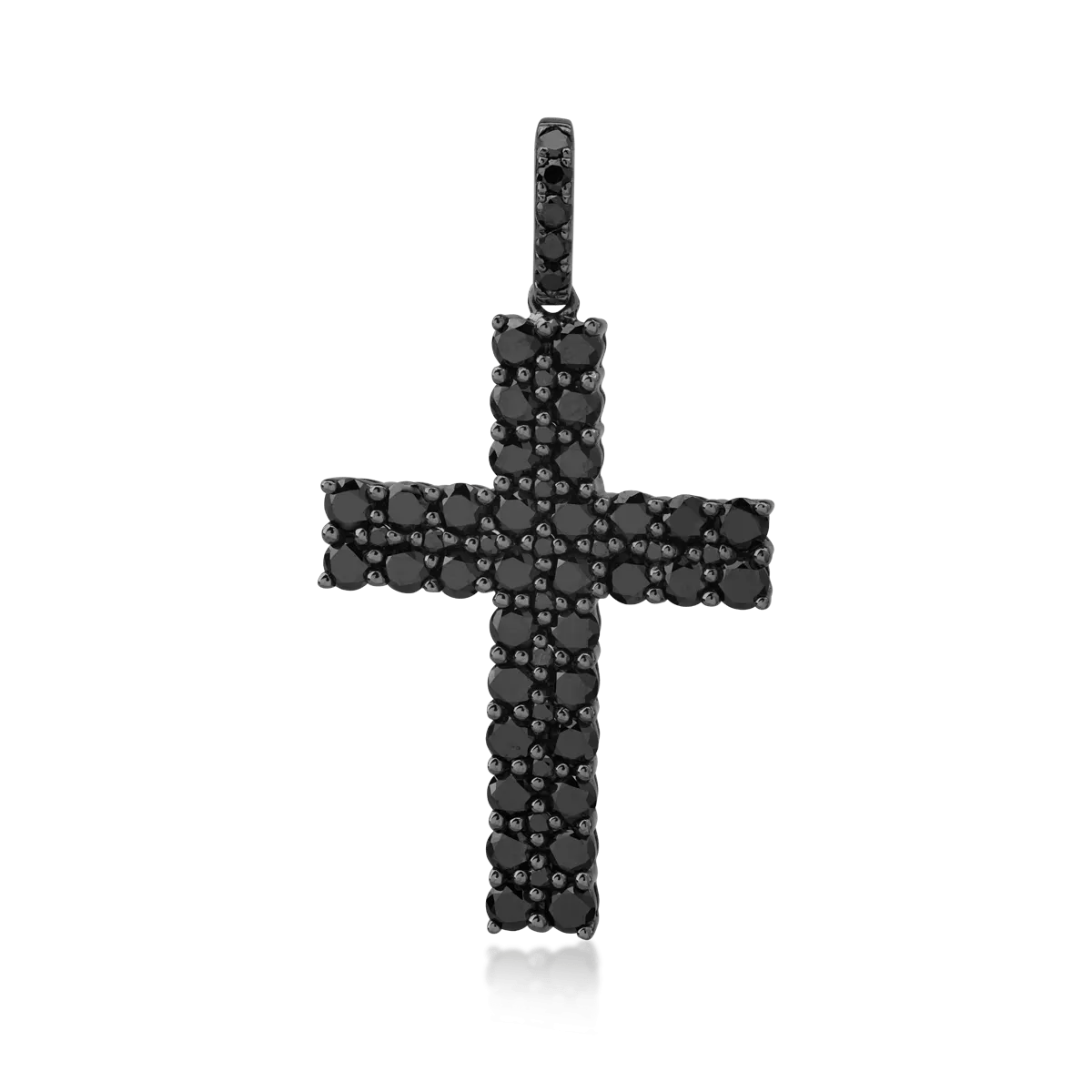 Pandantiv cruce din aur negru cu diamante negre de 1.93ct Pandantiv cruce din aur negru cu diamante negre de 1.93ct