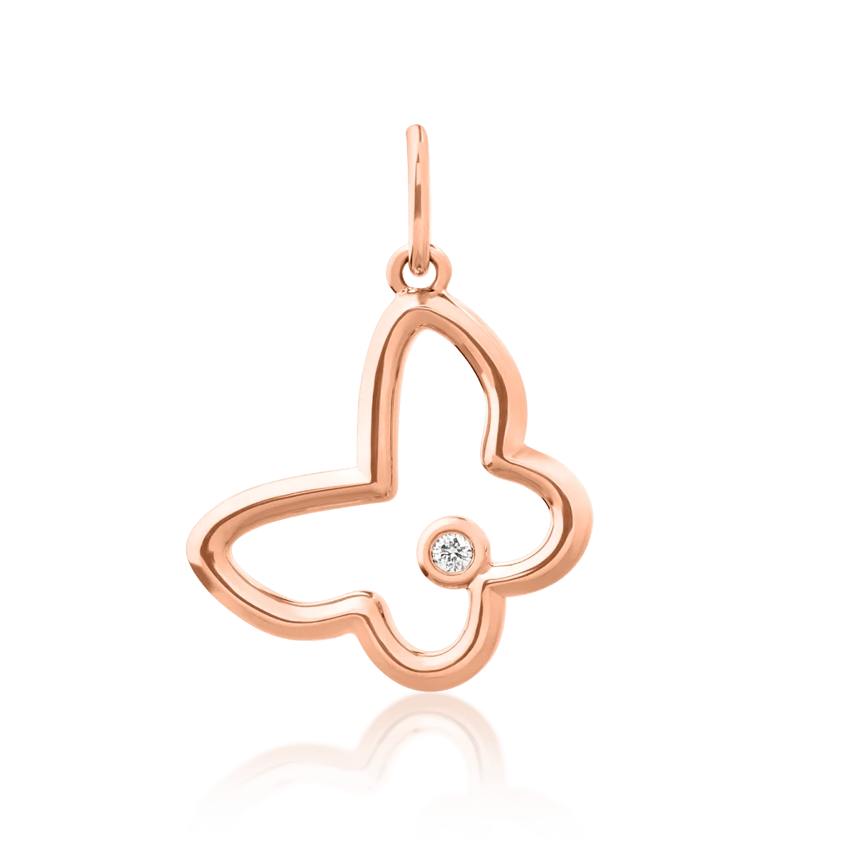Pandantiv fluturaș din aur roz cu diamant de 0.009ct Pandantiv fluturaș din aur roz cu diamant de 0.009ct