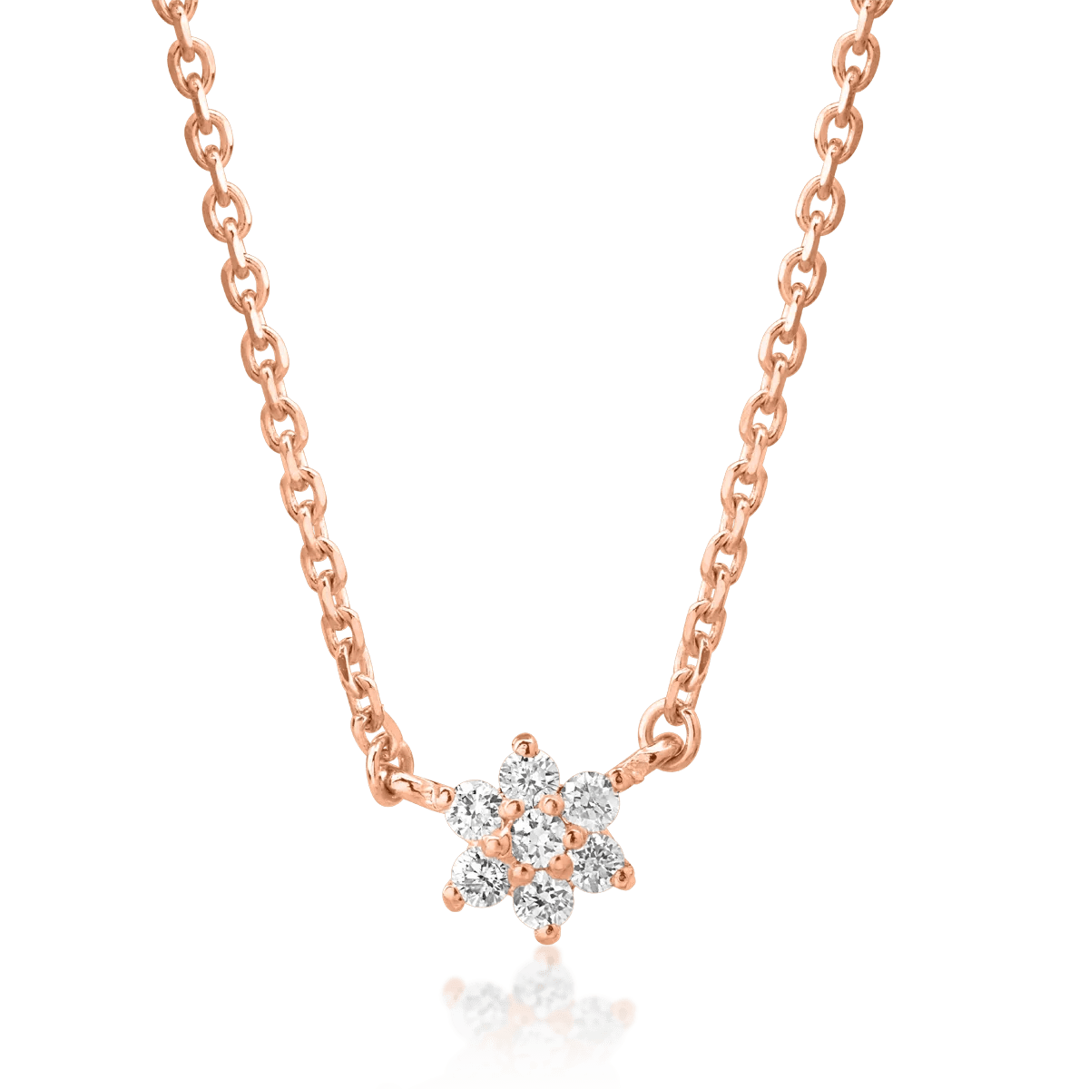 Lanț cu pandantiv din aur roz cu diamante de 0.08ct Lanț cu pandantiv din aur roz cu diamante de 0.08ct