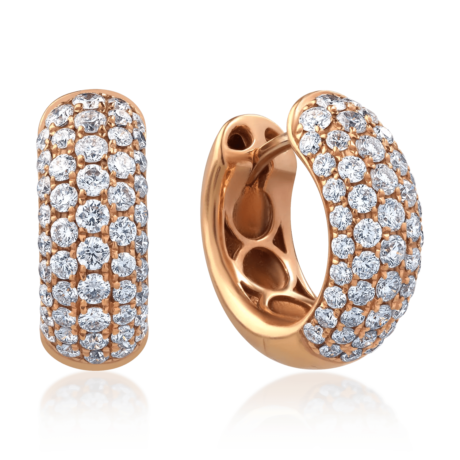 Cercei aur roz cu diamante de 1.12ct Cercei aur roz cu diamante de 1.12ct