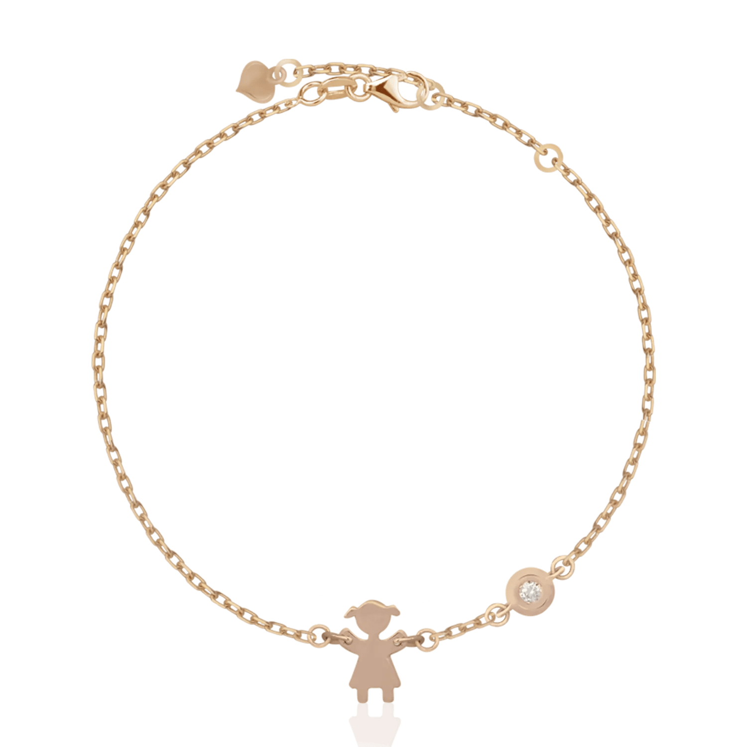 Brățară cu fetiță din aur roz, diamant 0.02ct Brățară cu fetiță din aur roz, diamant 0.02ct