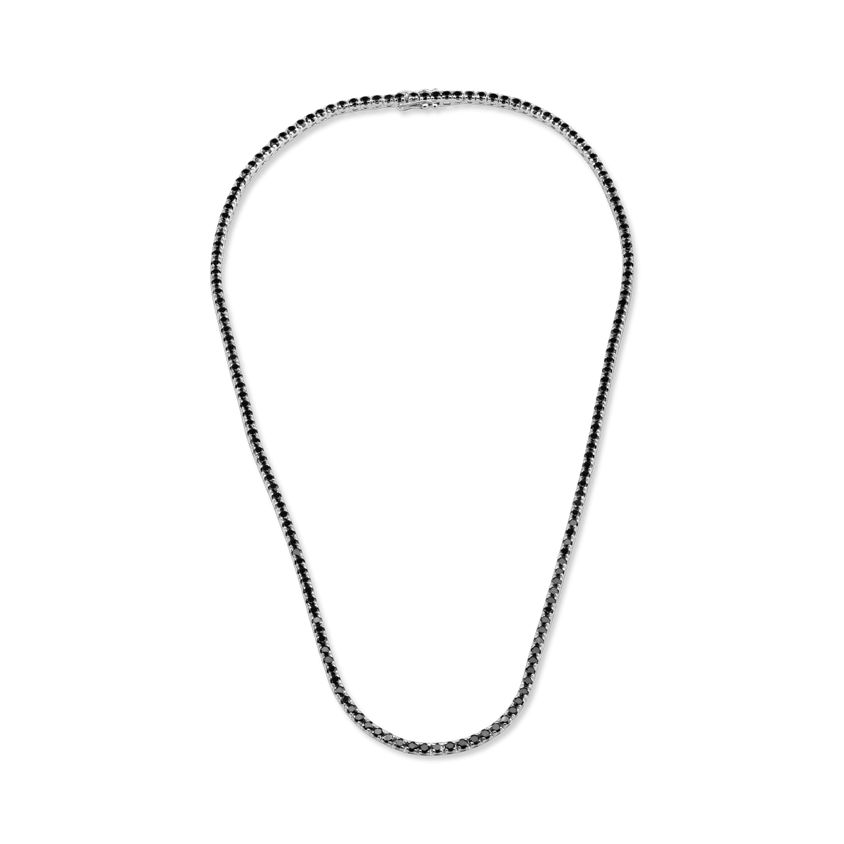 Colier tennis din aur alb cu diamante negre de 7.4ct Colier tennis din aur alb cu diamante negre de 7.4ct