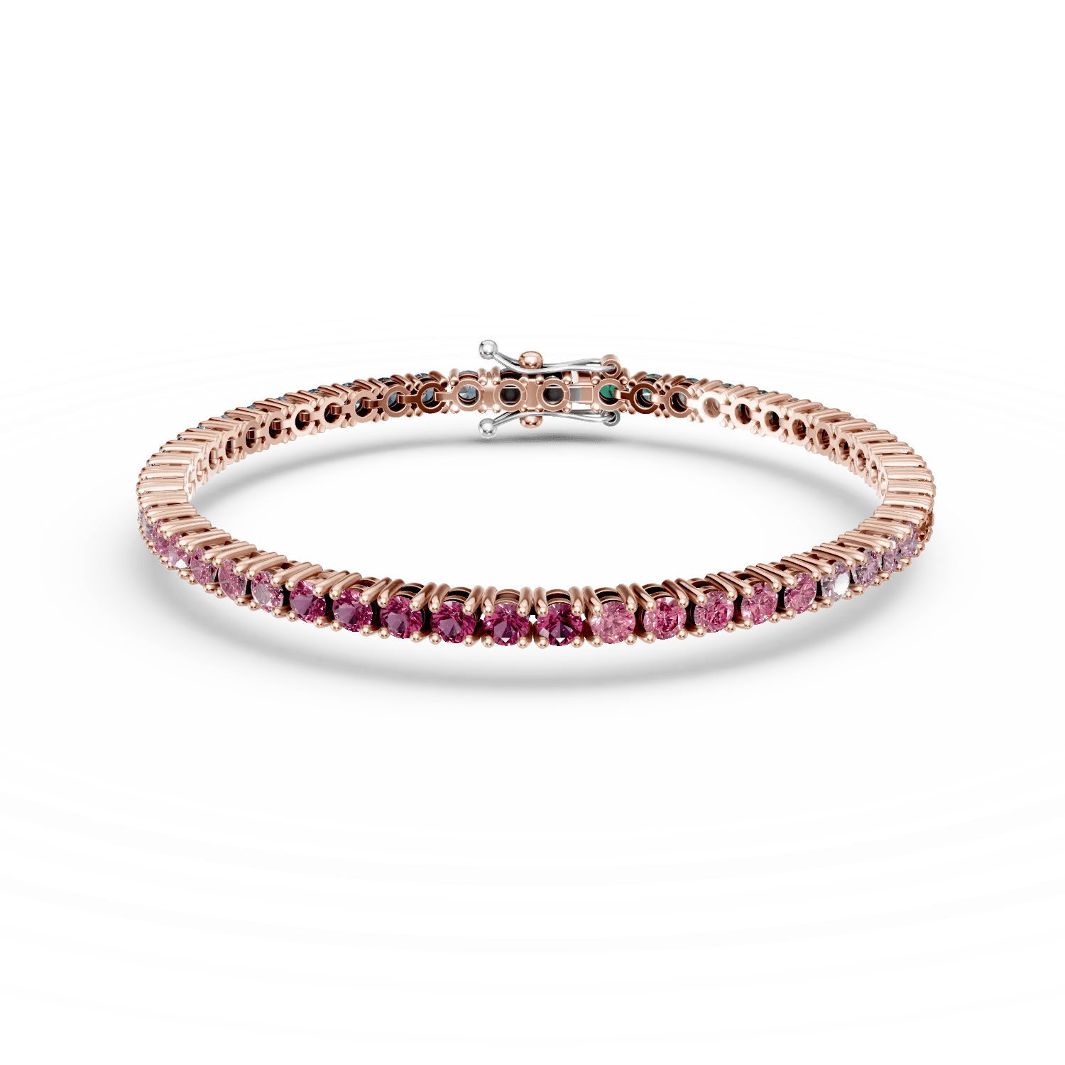 Brățară tennis din aur roz cu safire multicolore 4.75ct Brățară tennis din aur roz cu safire multicolore 4.75ct