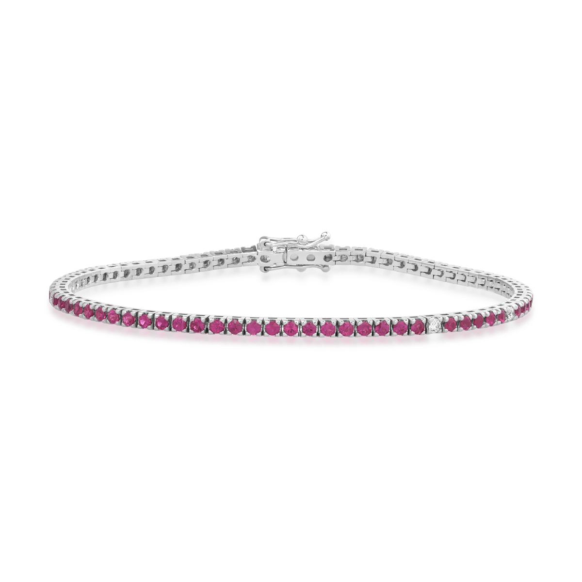 Brățară tennis din aur alb cu rubine de 1.85ct și diamante de 0.1ct Brățară tennis din aur alb cu rubine de 1.85ct și diamante de 0.1ct