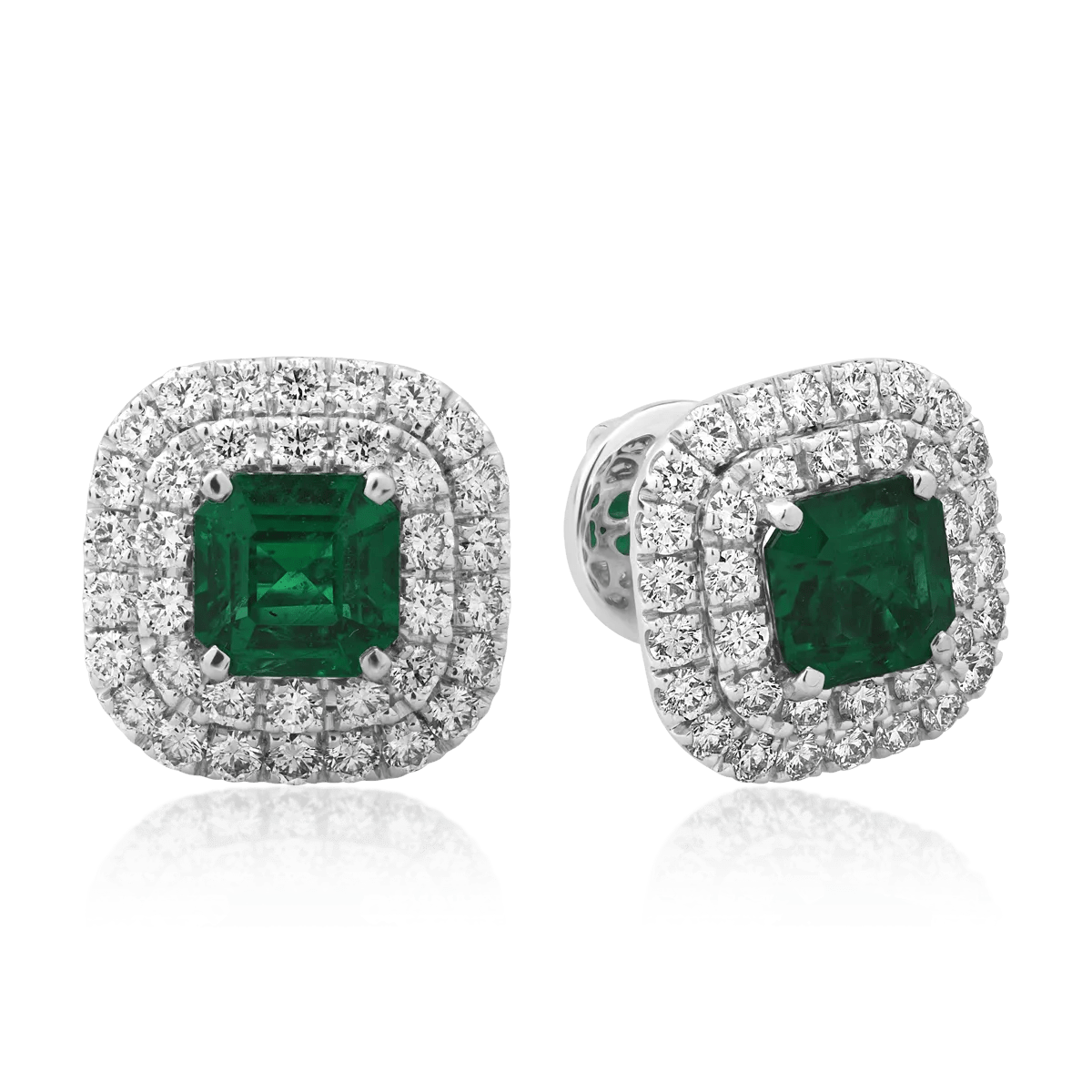 Cercei din aur alb cu smaralde de 2.08ct și diamante de 1.36ct Cercei din aur alb cu smaralde de 2.08ct și diamante de 1.36ct