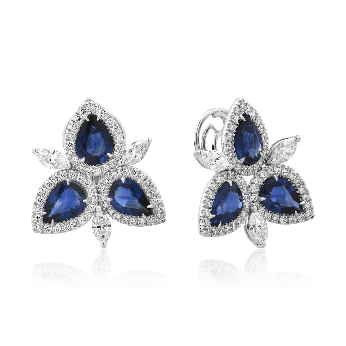 Cercei din aur alb cu safire de 6.84ct și diamante de 2.4ct Cercei din aur alb cu safire de 6.84ct și diamante de 2.4ct