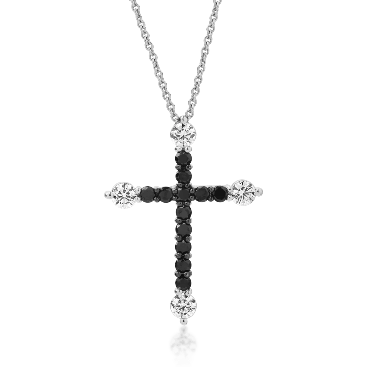 Lanț cu pandantiv cruce din aur alb cu diamante 0.5ct și 0.53ct Lanț cu pandantiv cruce din aur alb cu diamante 0.5ct și 0.53ct