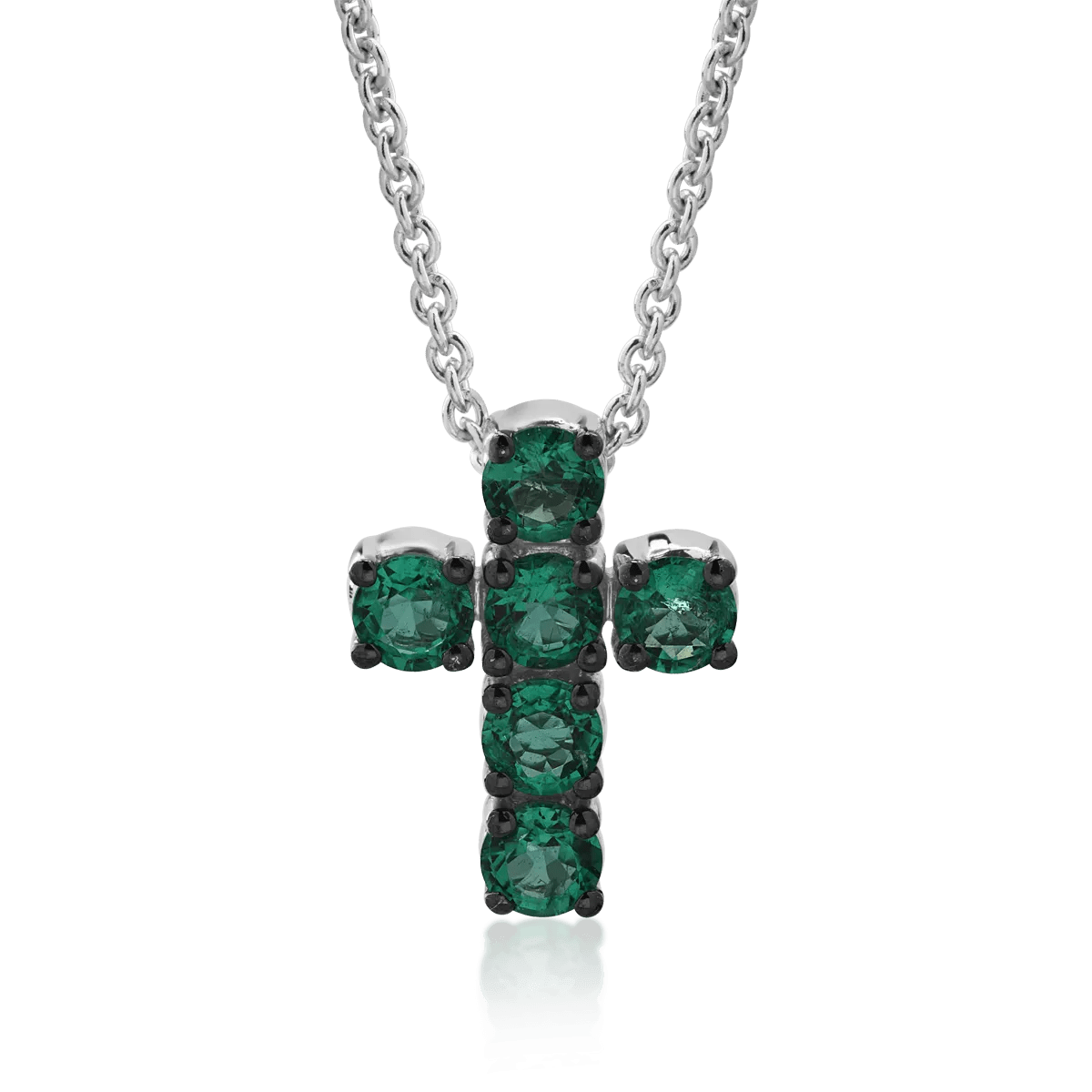 Lanț cu pandantiv din aur alb și smaralde de 0.52ct Lanț cu pandantiv din aur alb și smaralde de 0.52ct