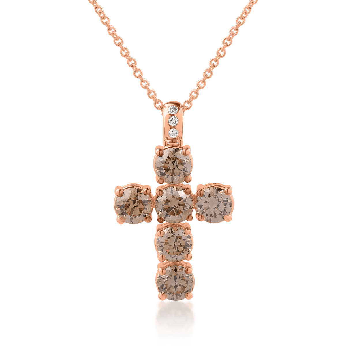 Lanț cu pandantiv din aur roz, diamante maro de 3.85ct și diamante transparente de 0.04ct Lanț cu pandantiv din aur roz, diamante maro de 3.85ct și diamante transparente de 0.04ct