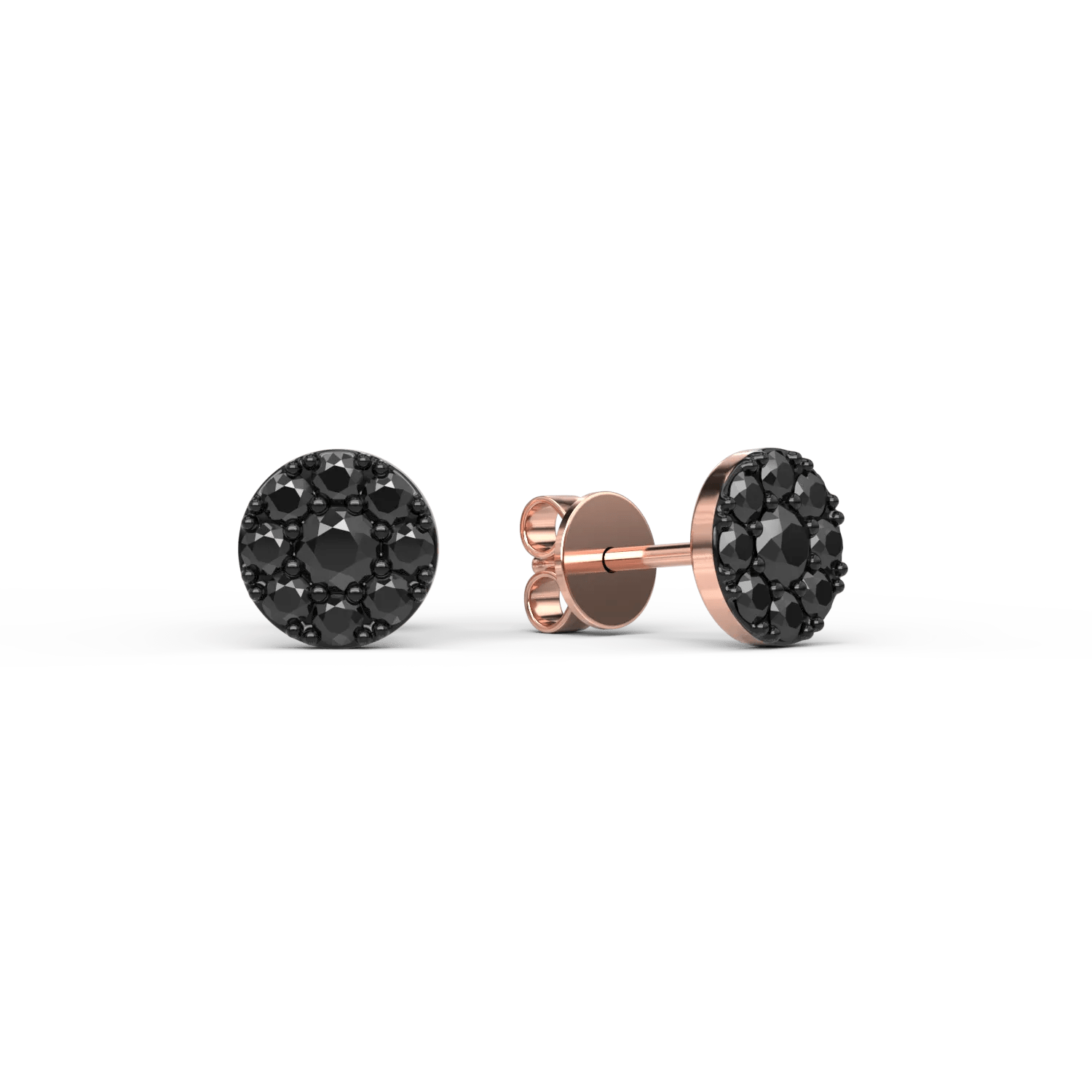 Cercei din aur roz-negru cu diamante negre 0.27ct Cercei din aur roz-negru cu diamante negre 0.27ct