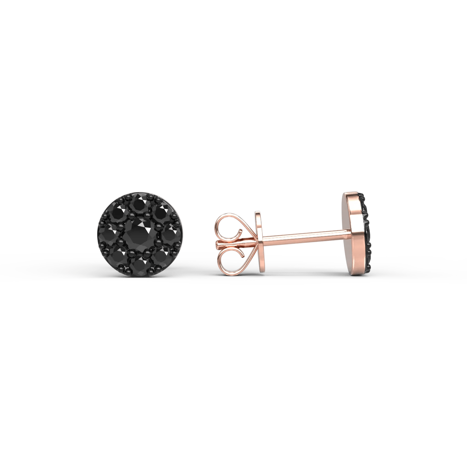 Cercei din aur roz-negru cu diamante negre 0.27ct Cercei din aur roz-negru cu diamante negre 0.27ct