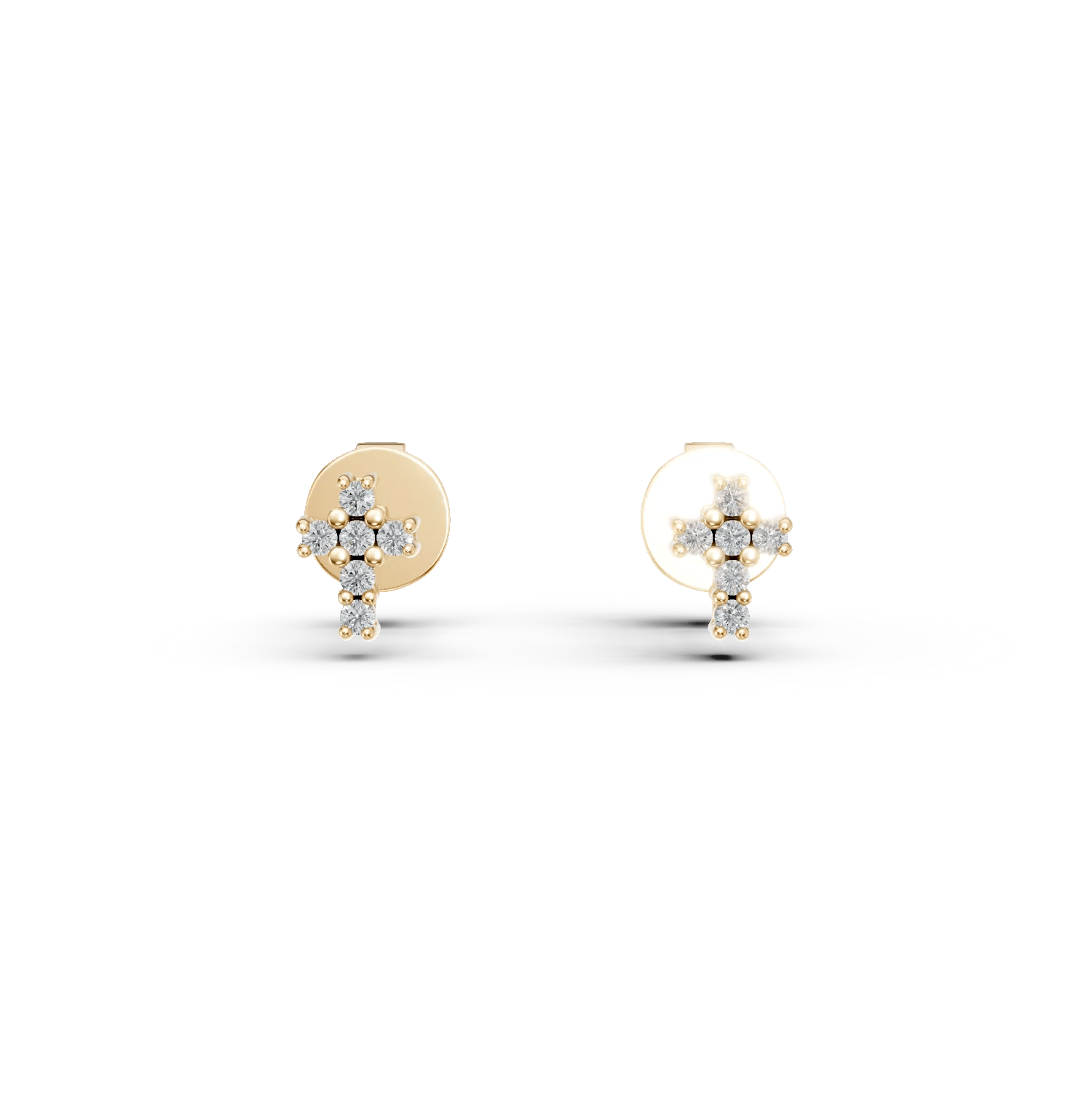 Cercei cruciulite din aur galben cu diamante Cercei cruciulite din aur galben cu diamante