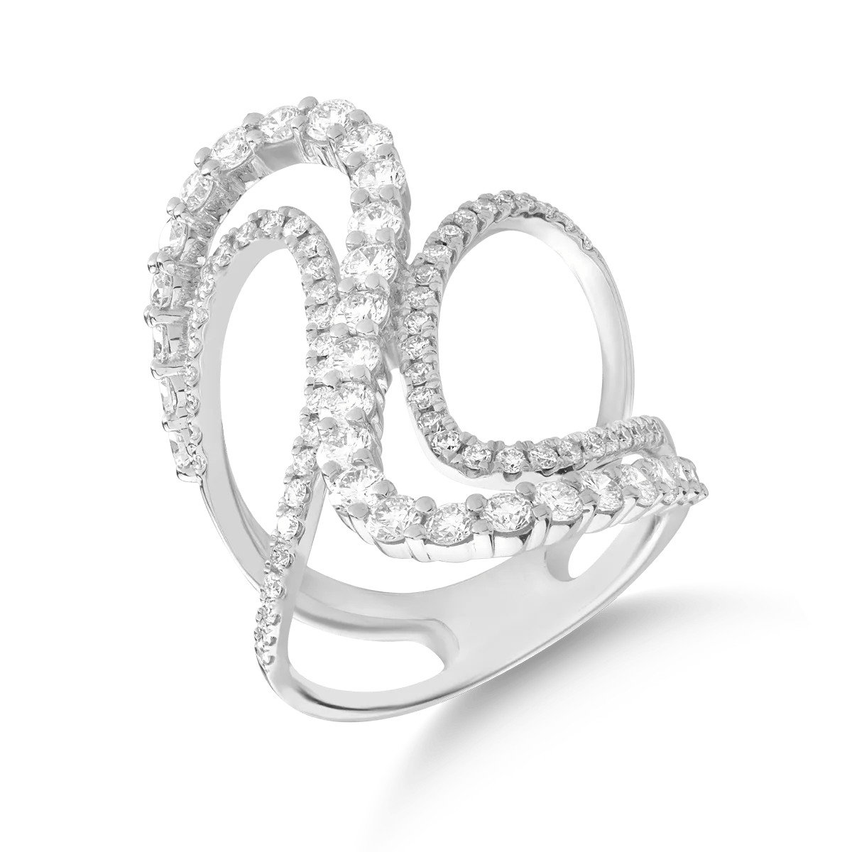Inel geometric din aur alb cu 1.7ct diamante Inel geometric din aur alb cu 1.7ct diamante