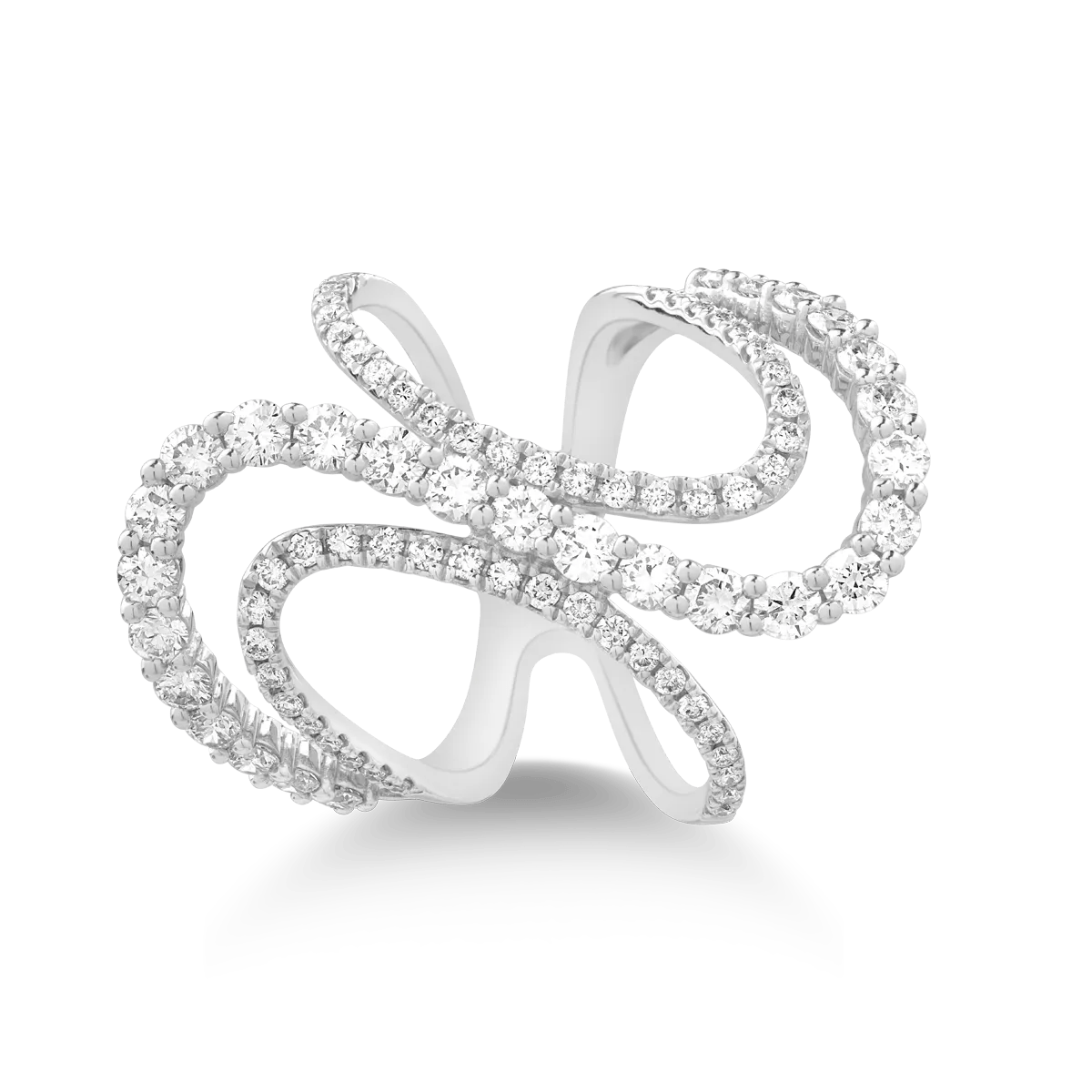 Inel geometric din aur alb cu diamante de 1.65ct Inel geometric din aur alb cu diamante de 1.65ct