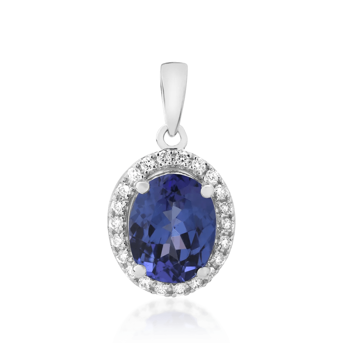 Pandantiv din aur alb cu tanzanit de 1.88ct și diamante de 0.15ct Pandantiv din aur alb cu tanzanit de 1.88ct și diamante de 0.15ct