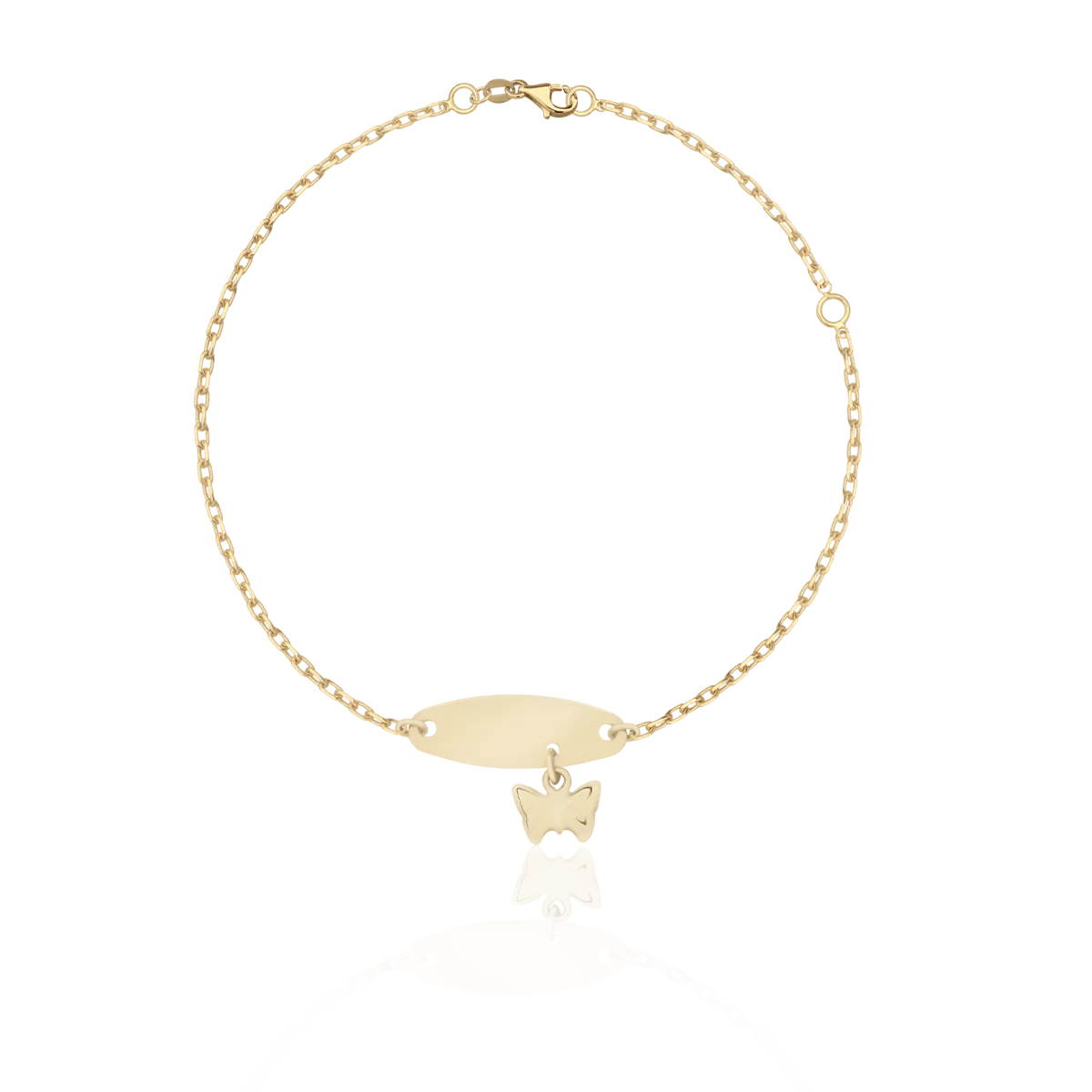 Brățară din aur galben pentru fetițe cu plăcuță de gravare Brățară din aur galben pentru fetițe cu plăcuță de gravare