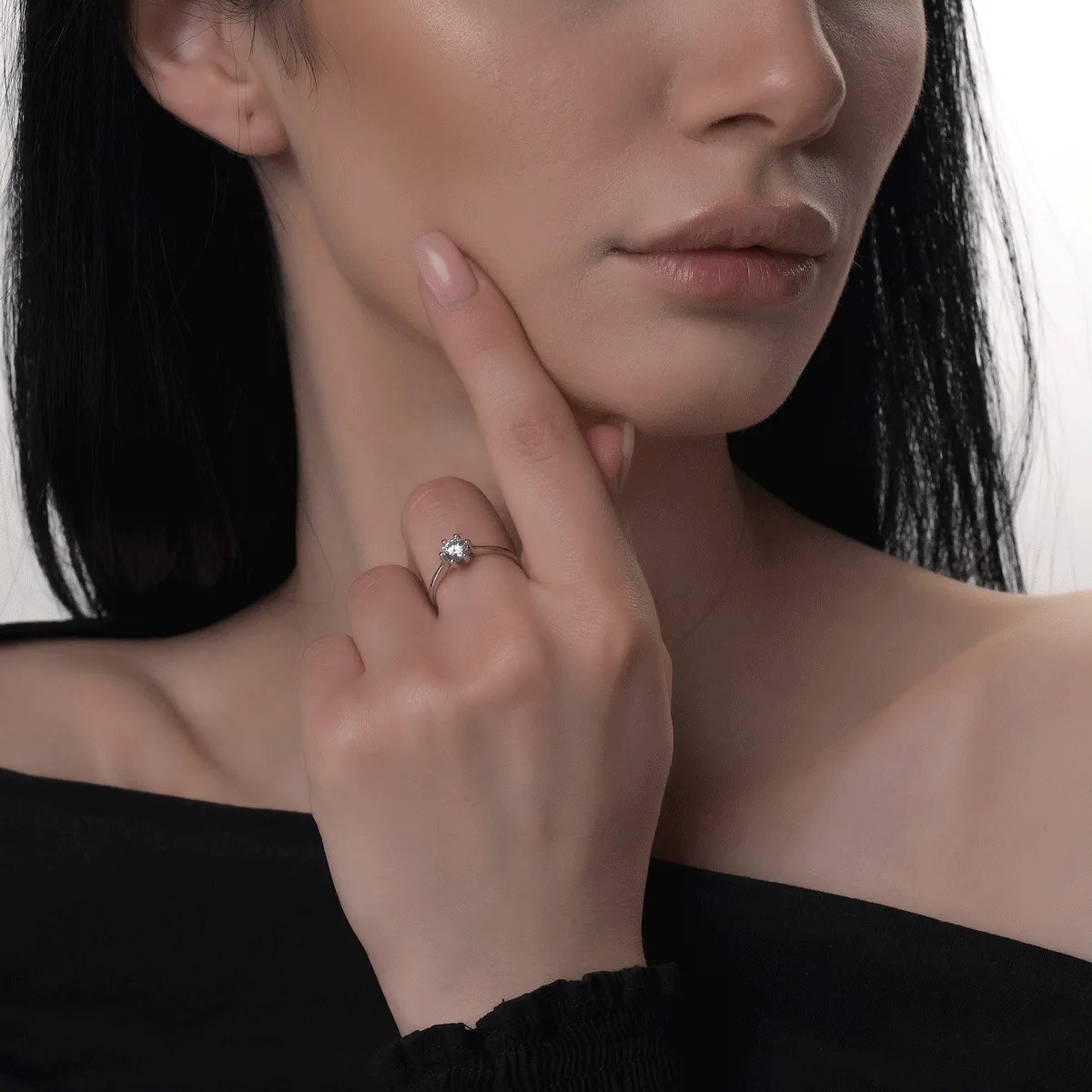 Inel de logodnă aur alb cu zirconia Inel de logodnă aur alb cu zirconia